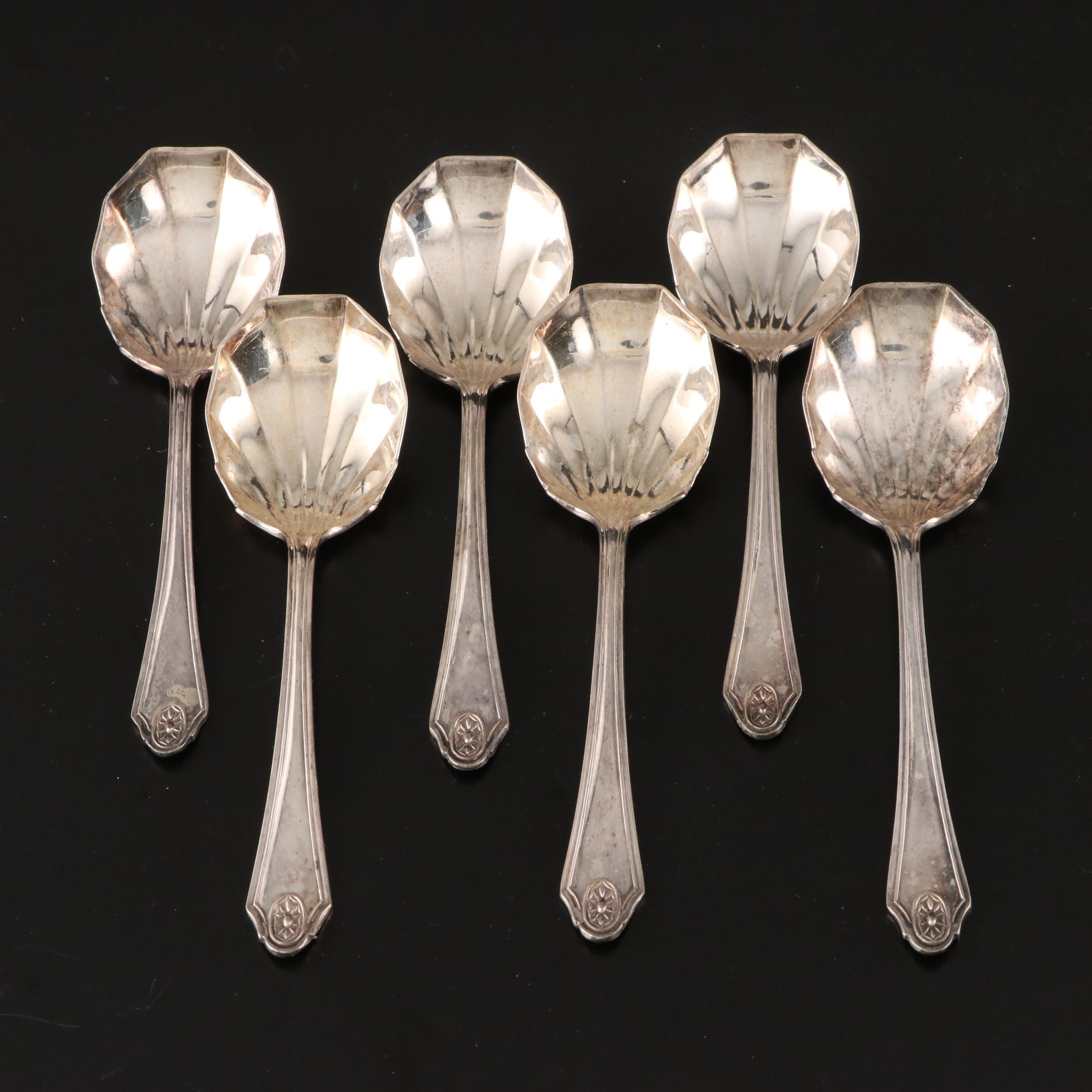 William Adams and Other Silver Plate Fruit Spoons with MOP Handled Knives