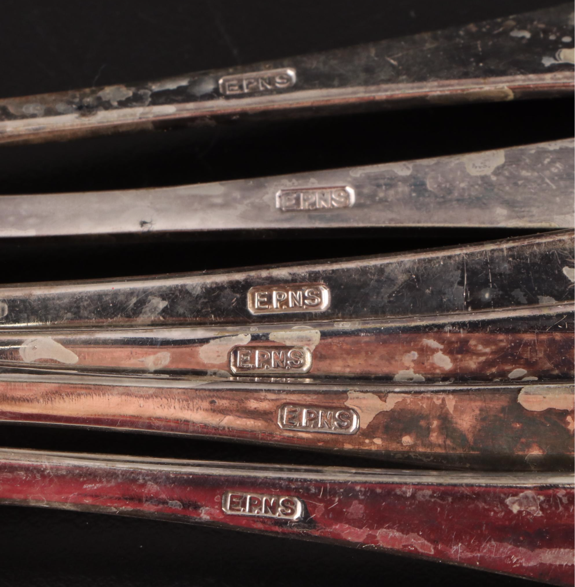 William Adams and Other Silver Plate Fruit Spoons with MOP Handled Knives