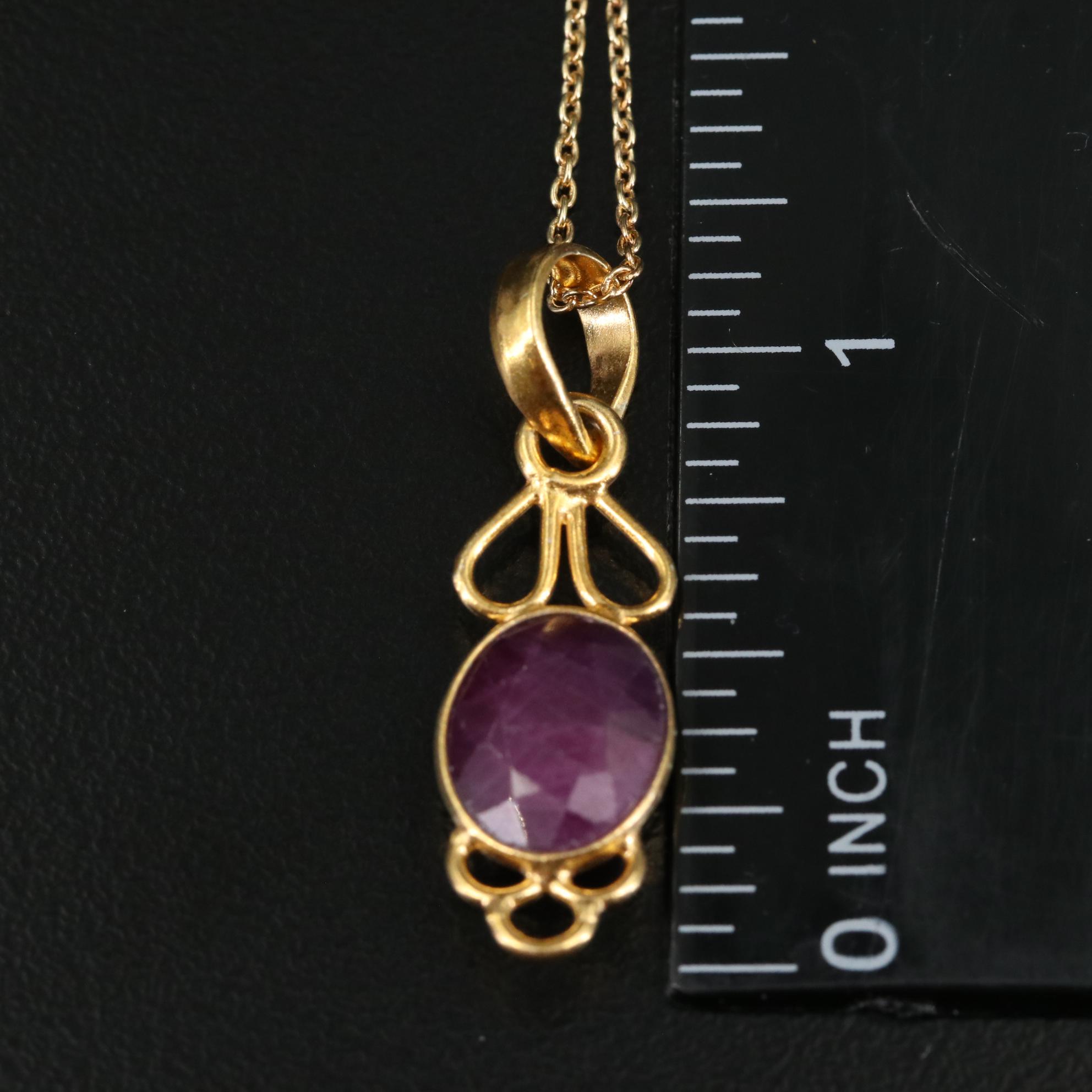 Sterling Filled Corundum Pendant Necklace