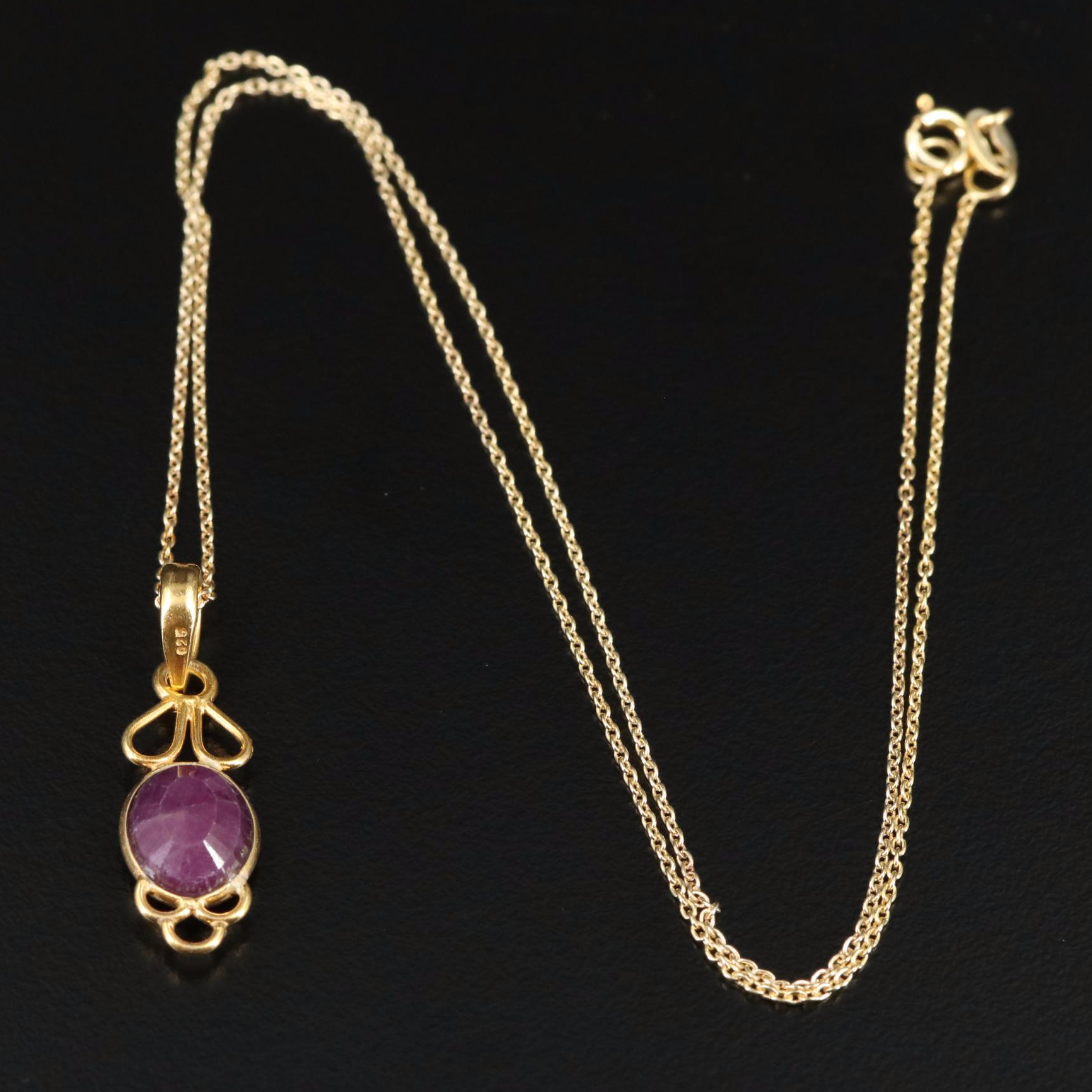 Sterling Filled Corundum Pendant Necklace