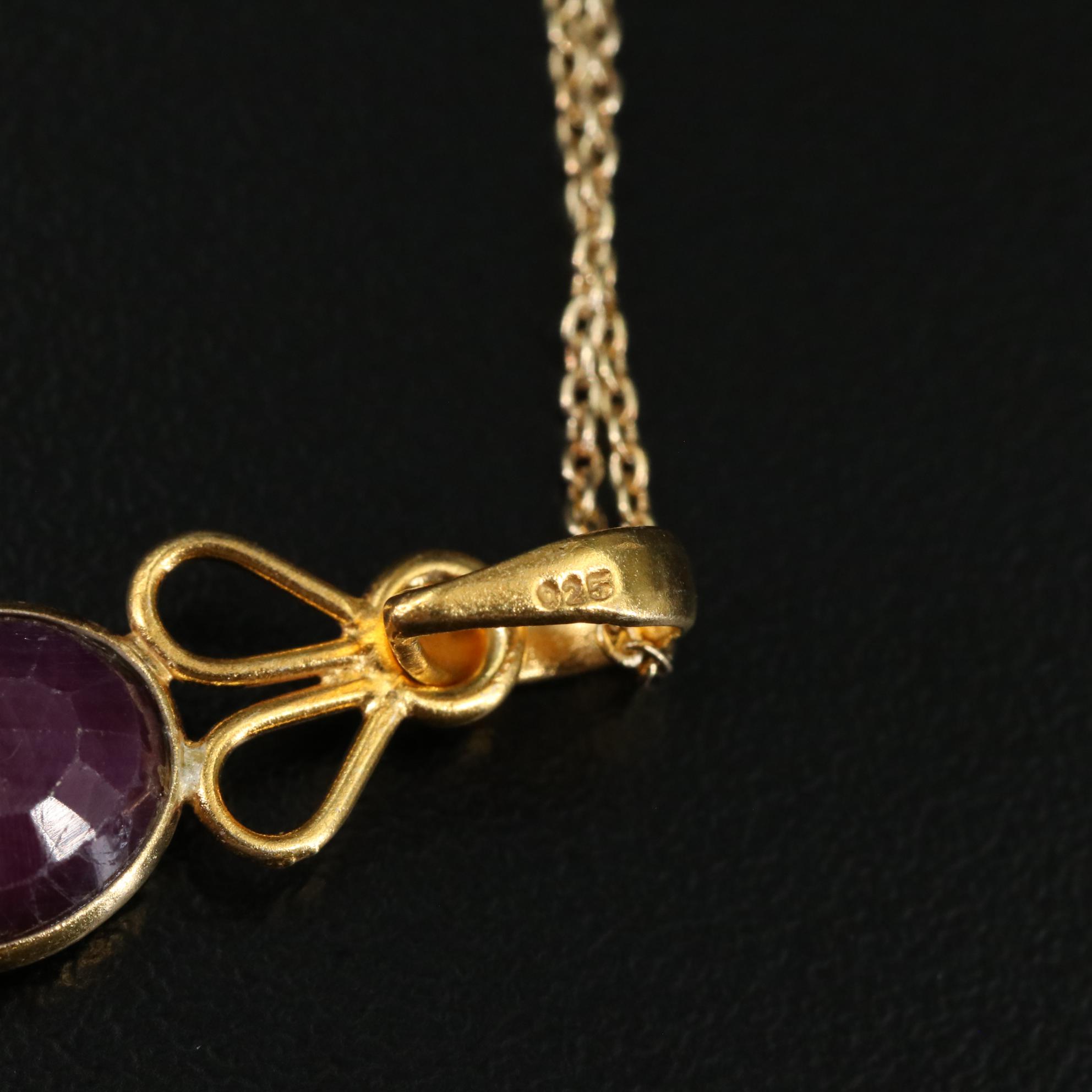 Sterling Filled Corundum Pendant Necklace