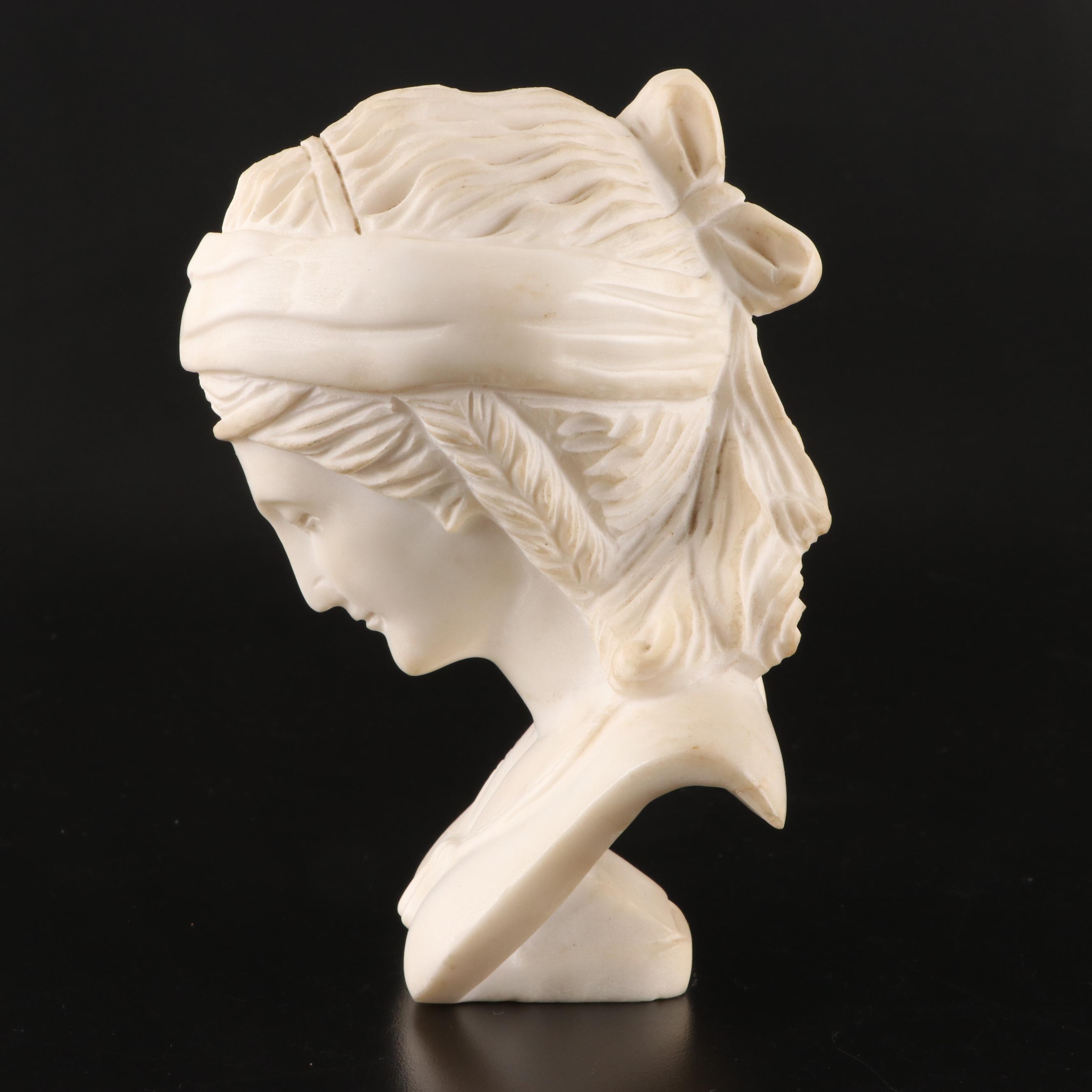 European School Marble Bust of a Classical Figure, Late 19th Century