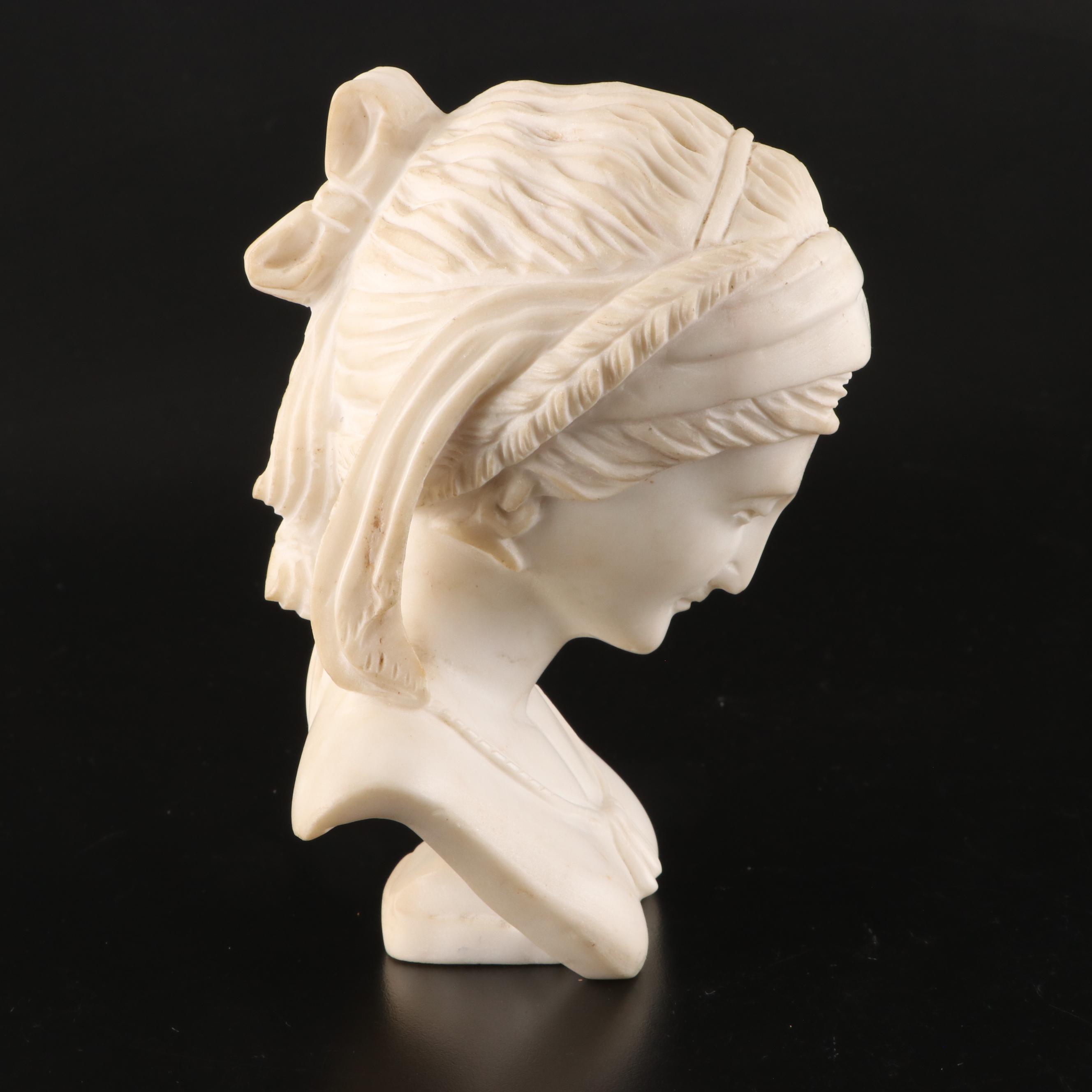 European School Marble Bust of a Classical Figure, Late 19th Century