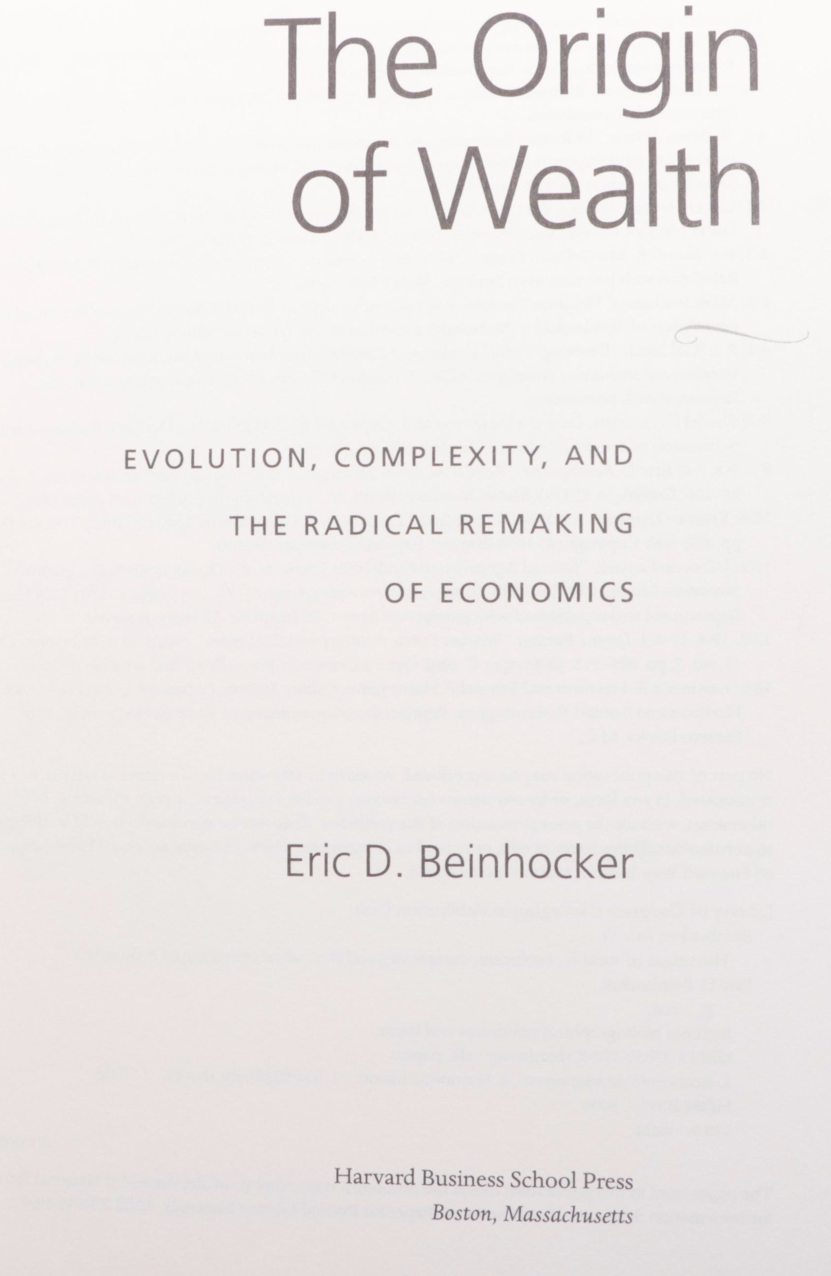 Business and Economics Books Including First Edition "The Origin of Wealth"