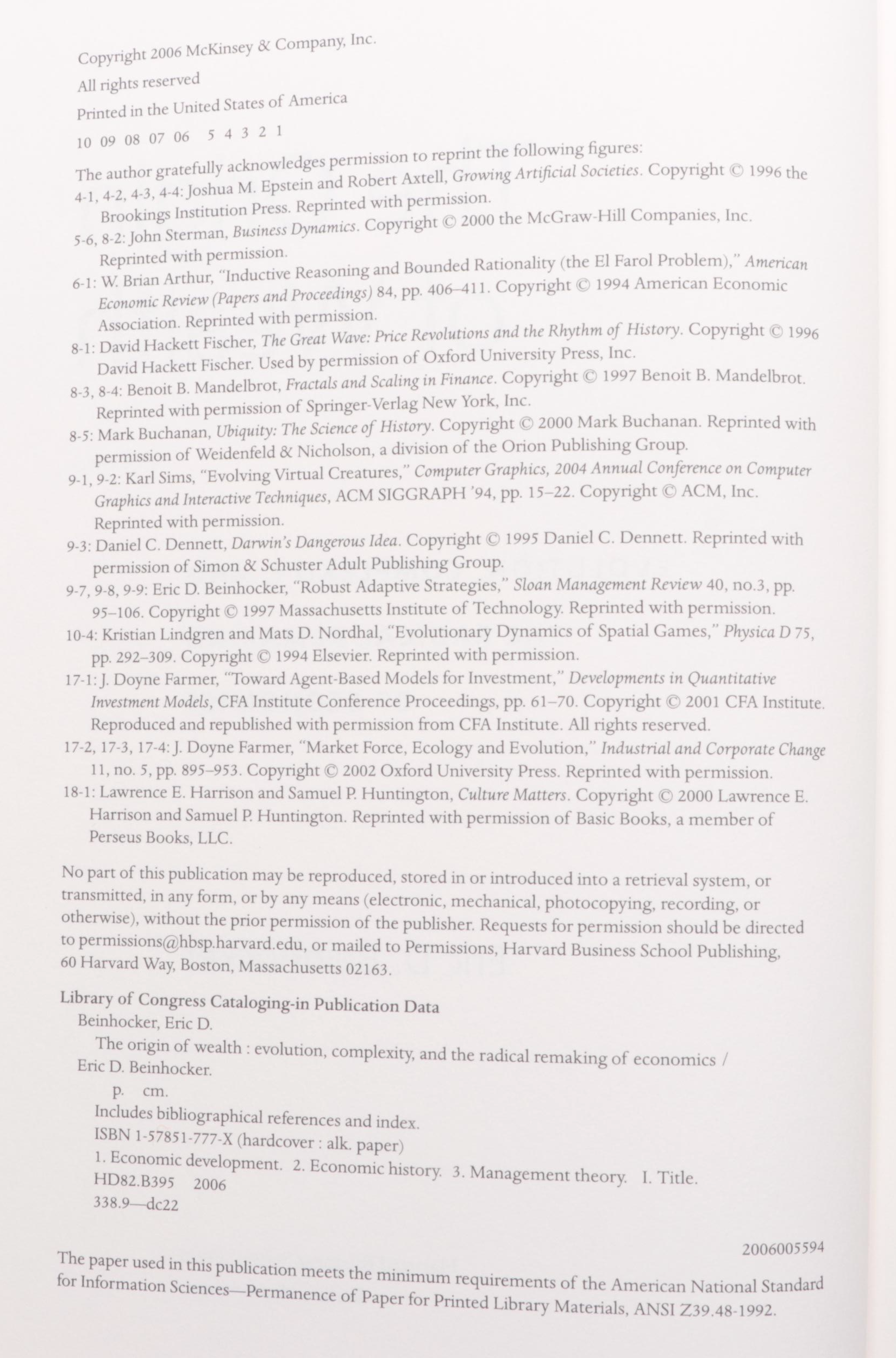 Business and Economics Books Including First Edition "The Origin of Wealth"