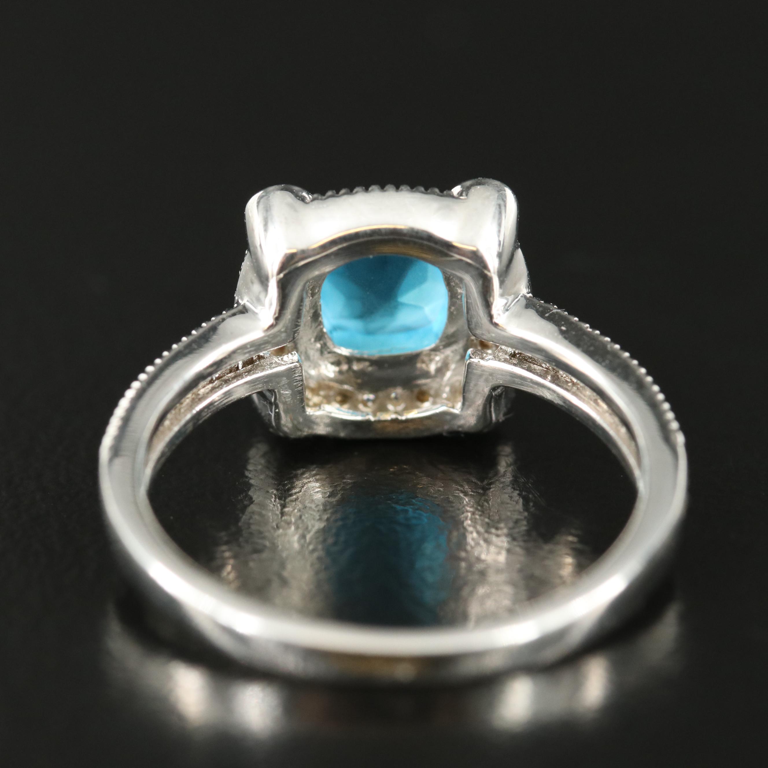 Sterling Glass, Amethyst and Cubic Zirconia Ring