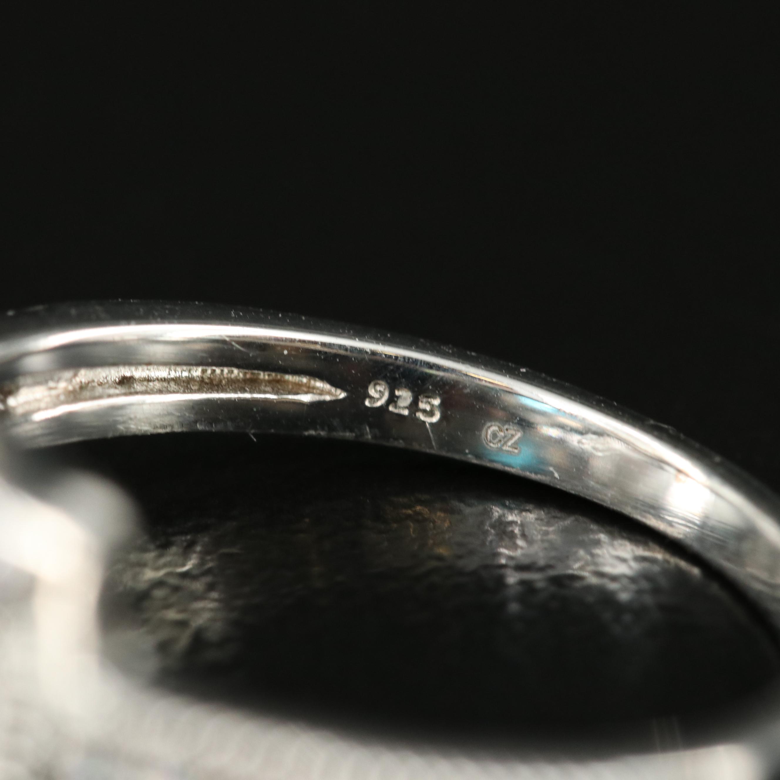 Sterling Glass, Amethyst and Cubic Zirconia Ring