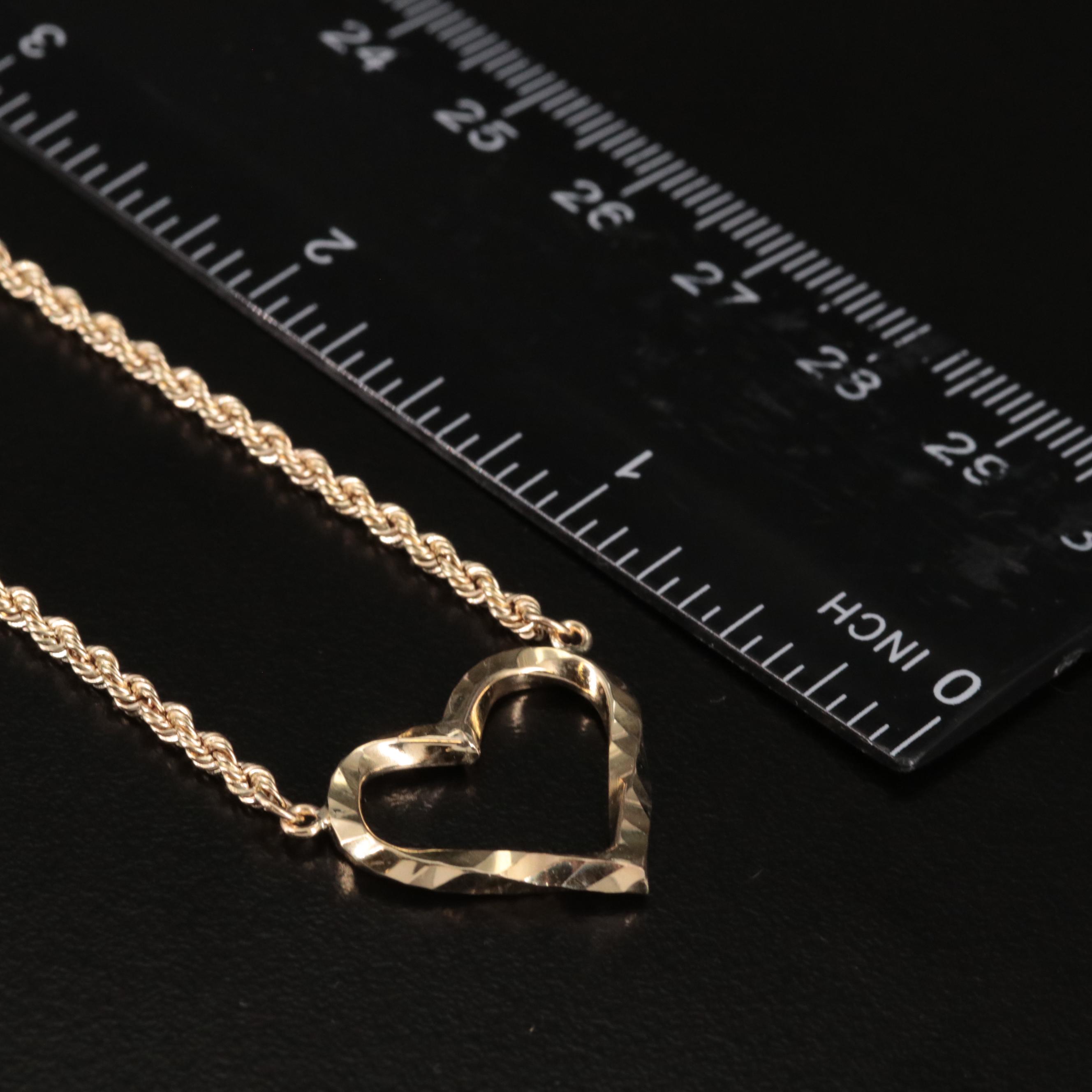 10K Twisted Open Heart Pendant Necklace