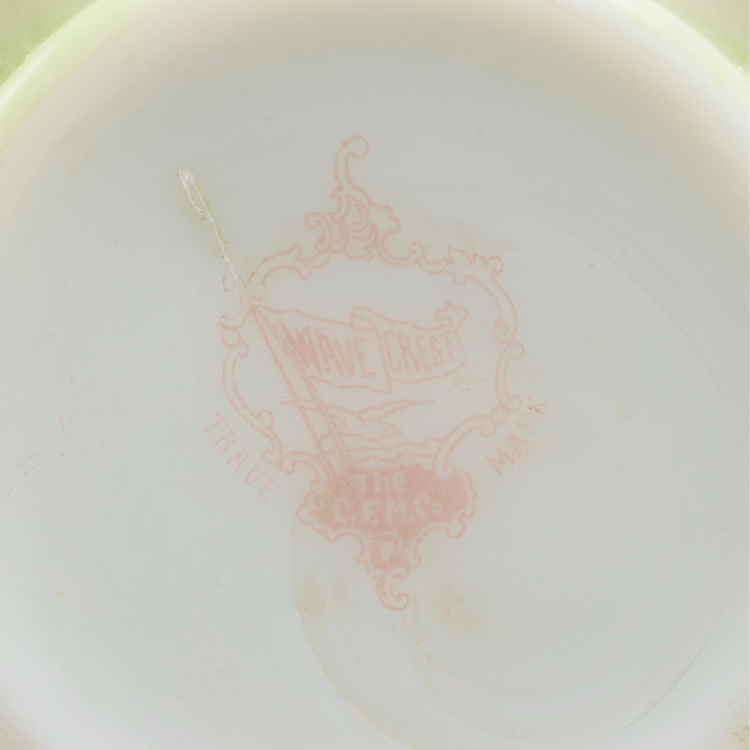 C.F. Monroe Wave Crest Floral Motif Glass Trinket Containers