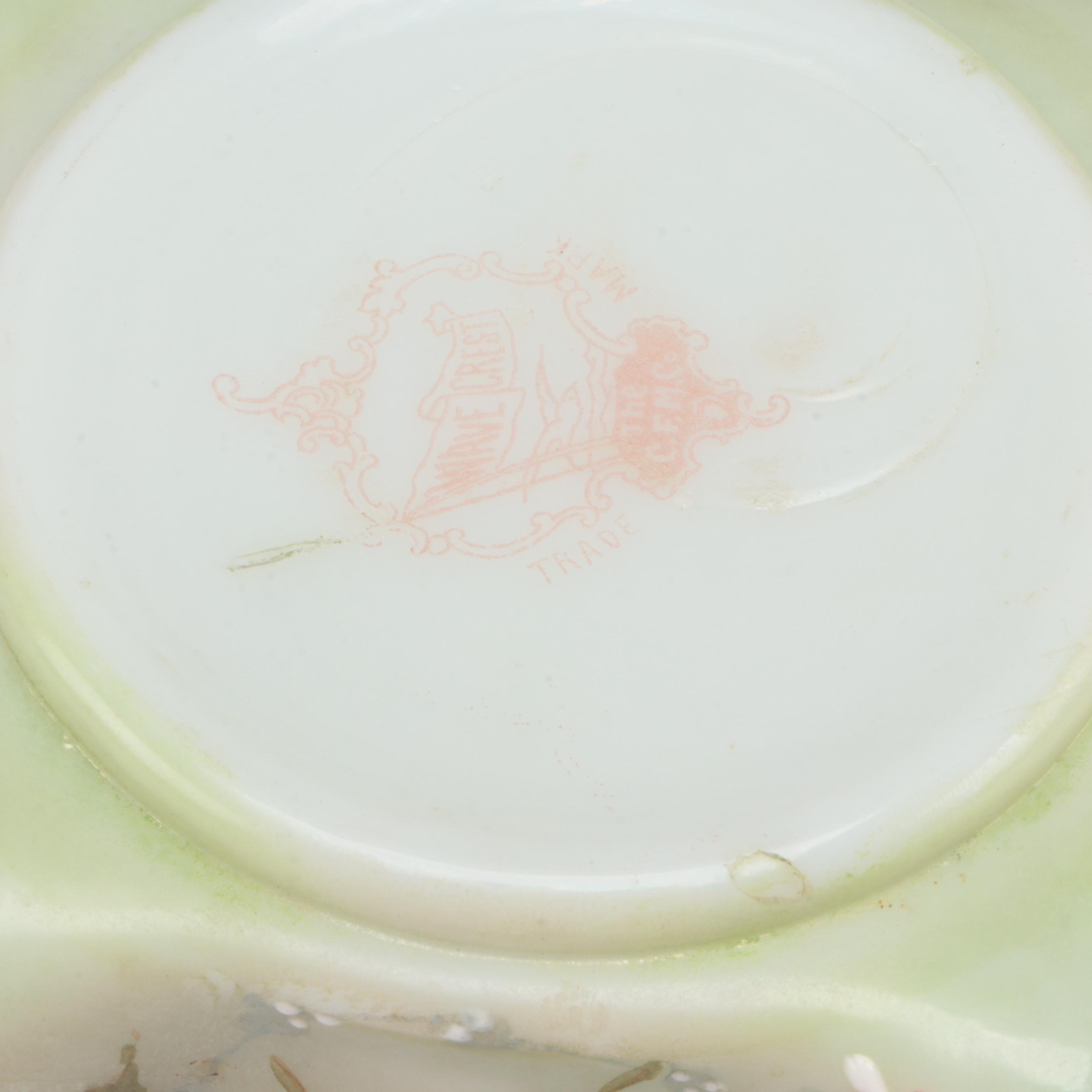 C.F. Monroe Wave Crest Floral Motif Glass Trinket Containers