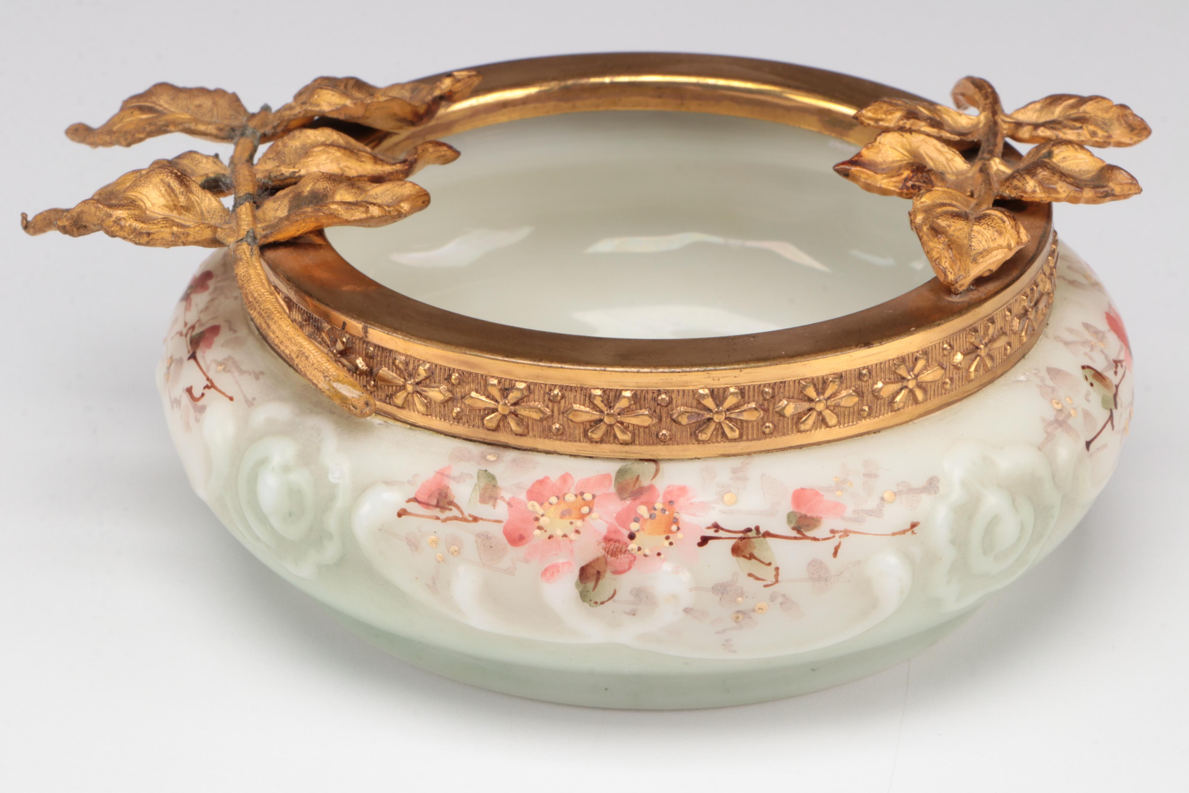 C.F. Monroe Wave Crest Floral Motif Glass Trinket Containers