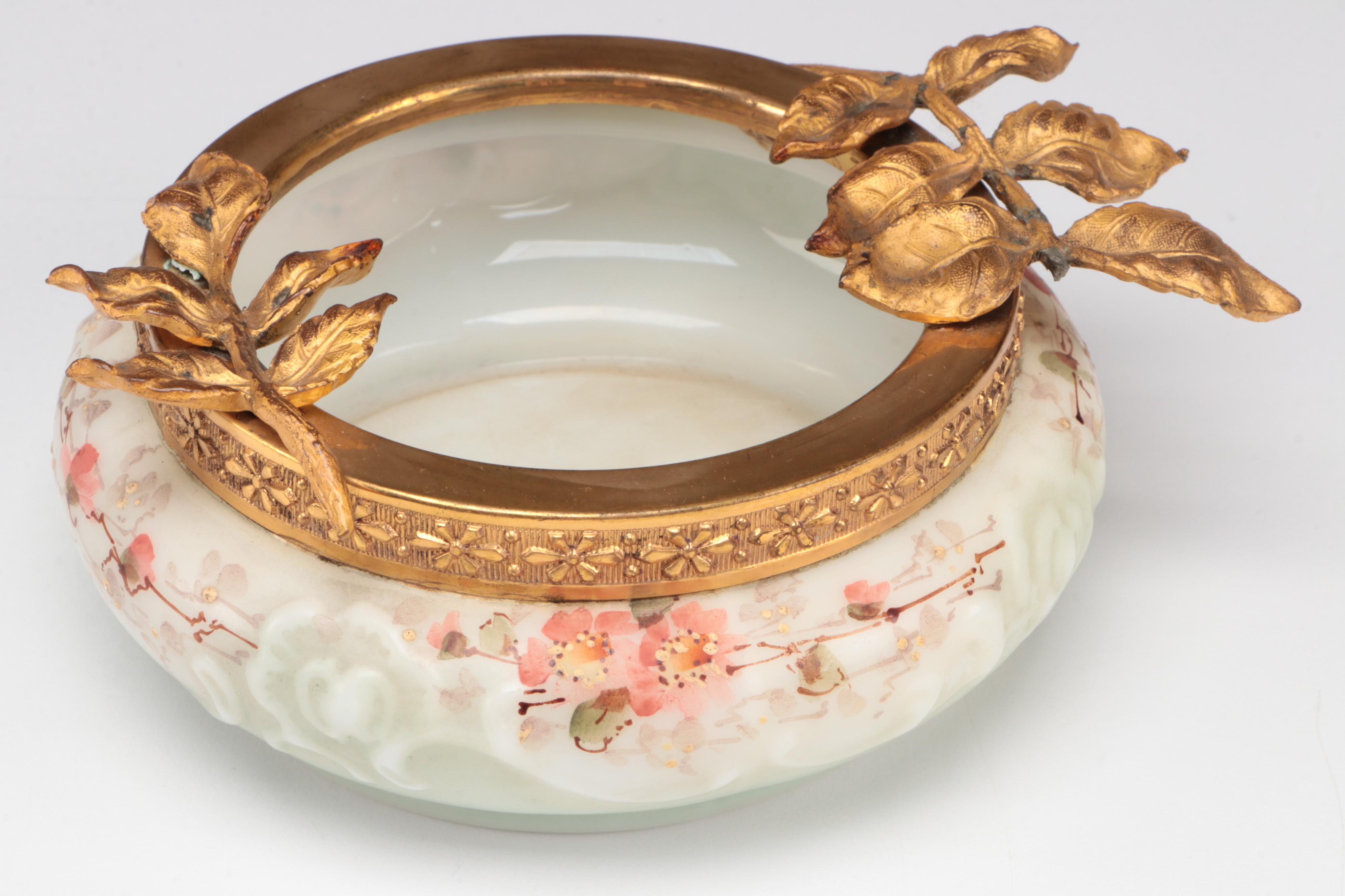 C.F. Monroe Wave Crest Floral Motif Glass Trinket Containers