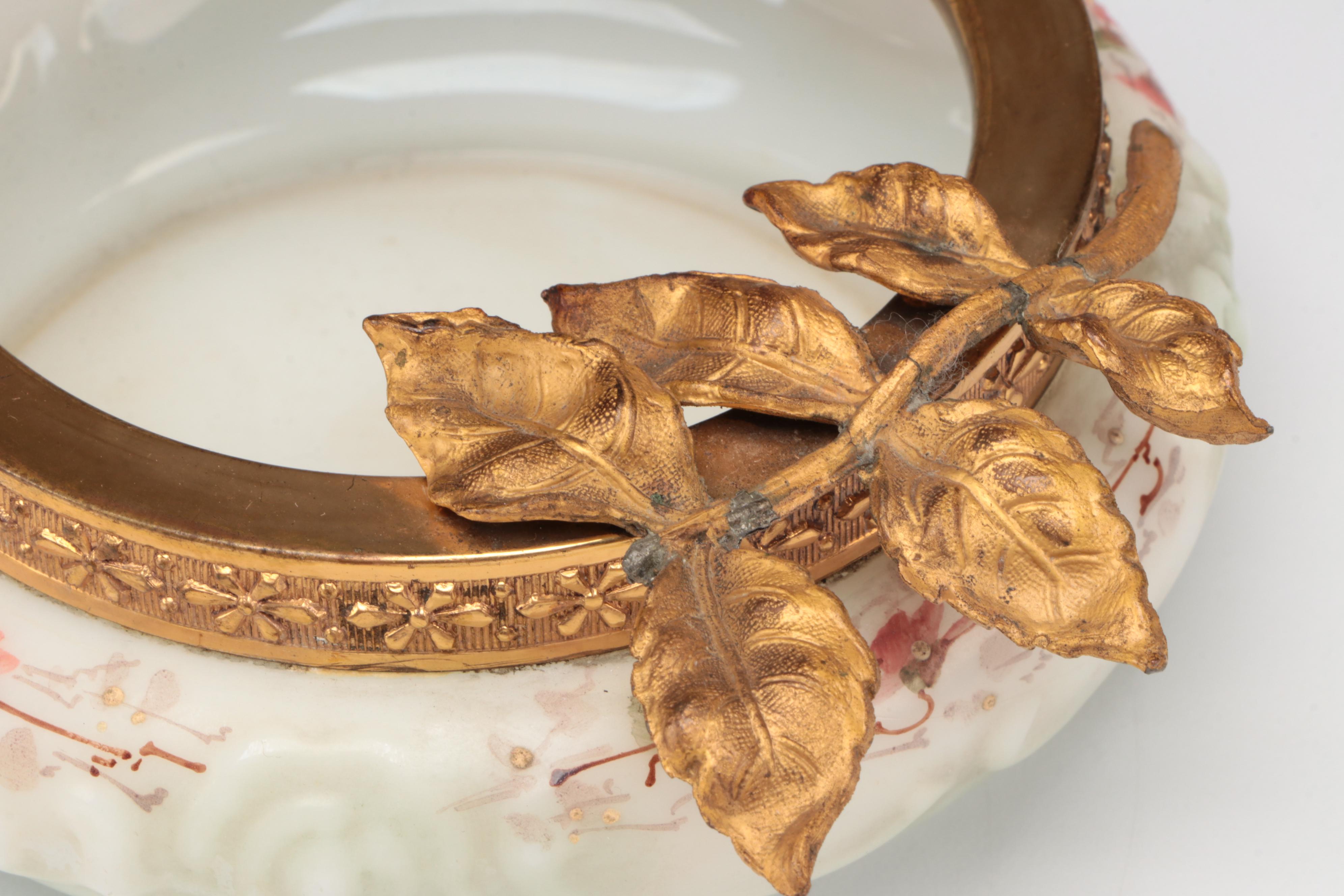 C.F. Monroe Wave Crest Floral Motif Glass Trinket Containers