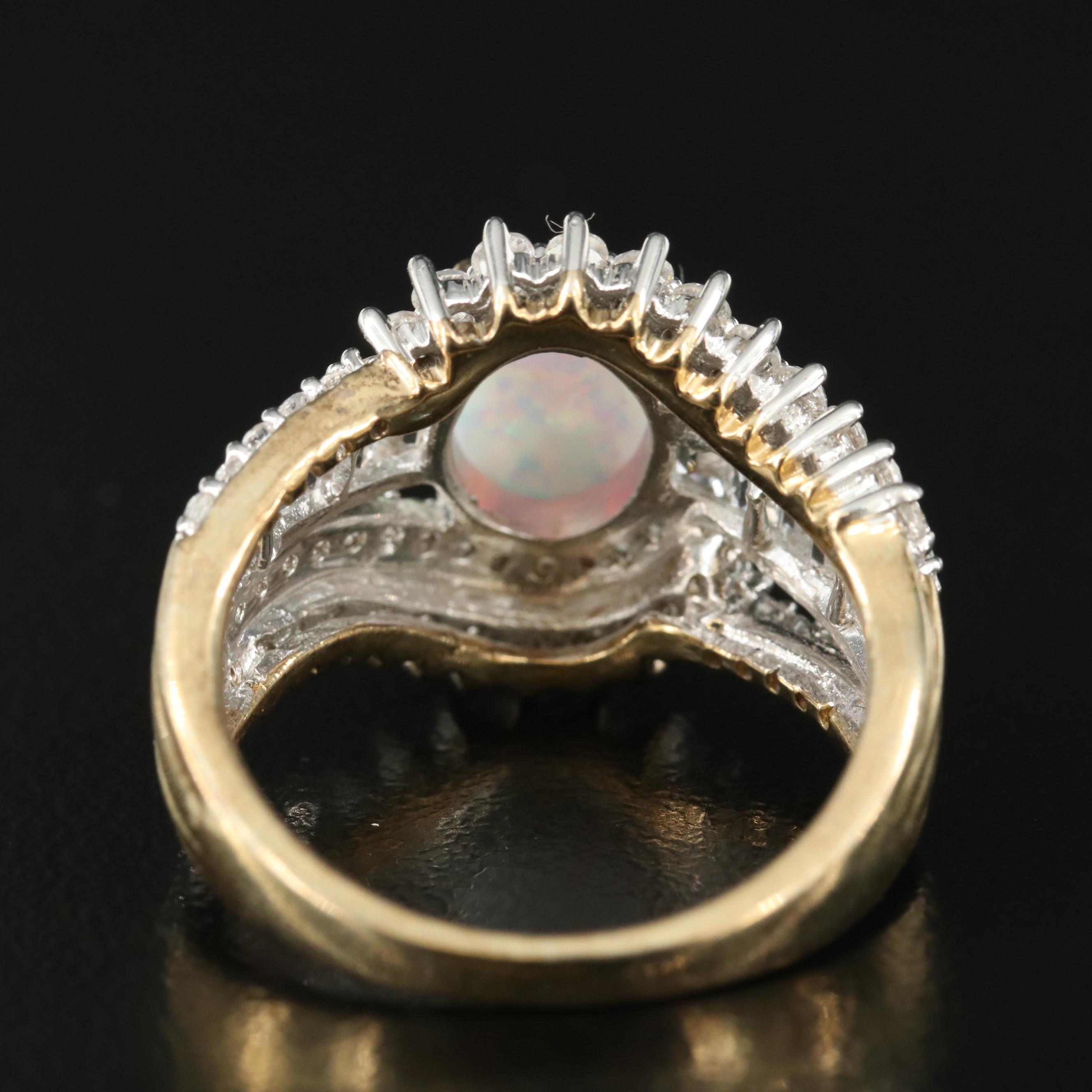 Sterling Opal and Sapphire Ring
