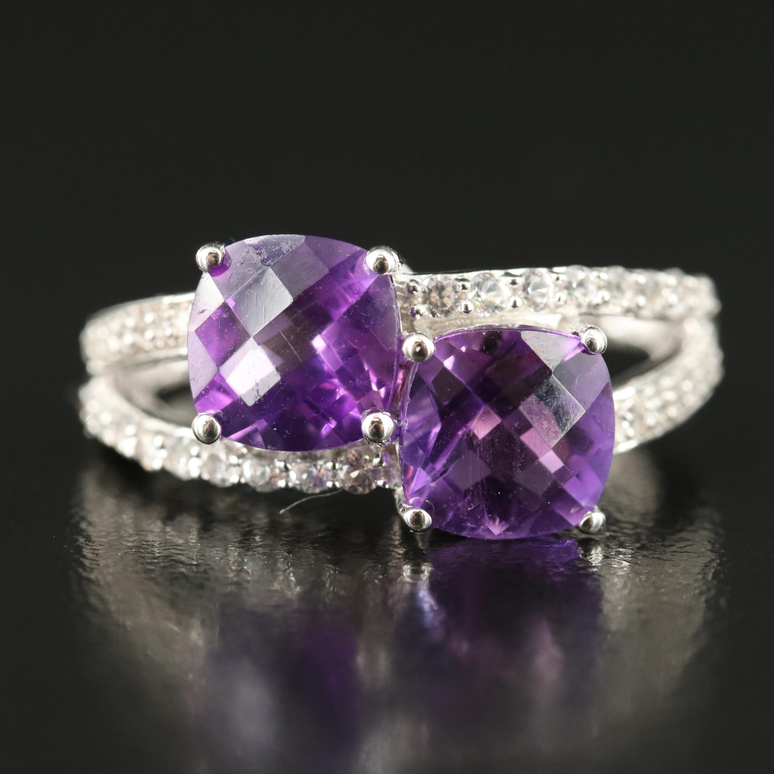 Sterling Amethyst and Sapphire Ring