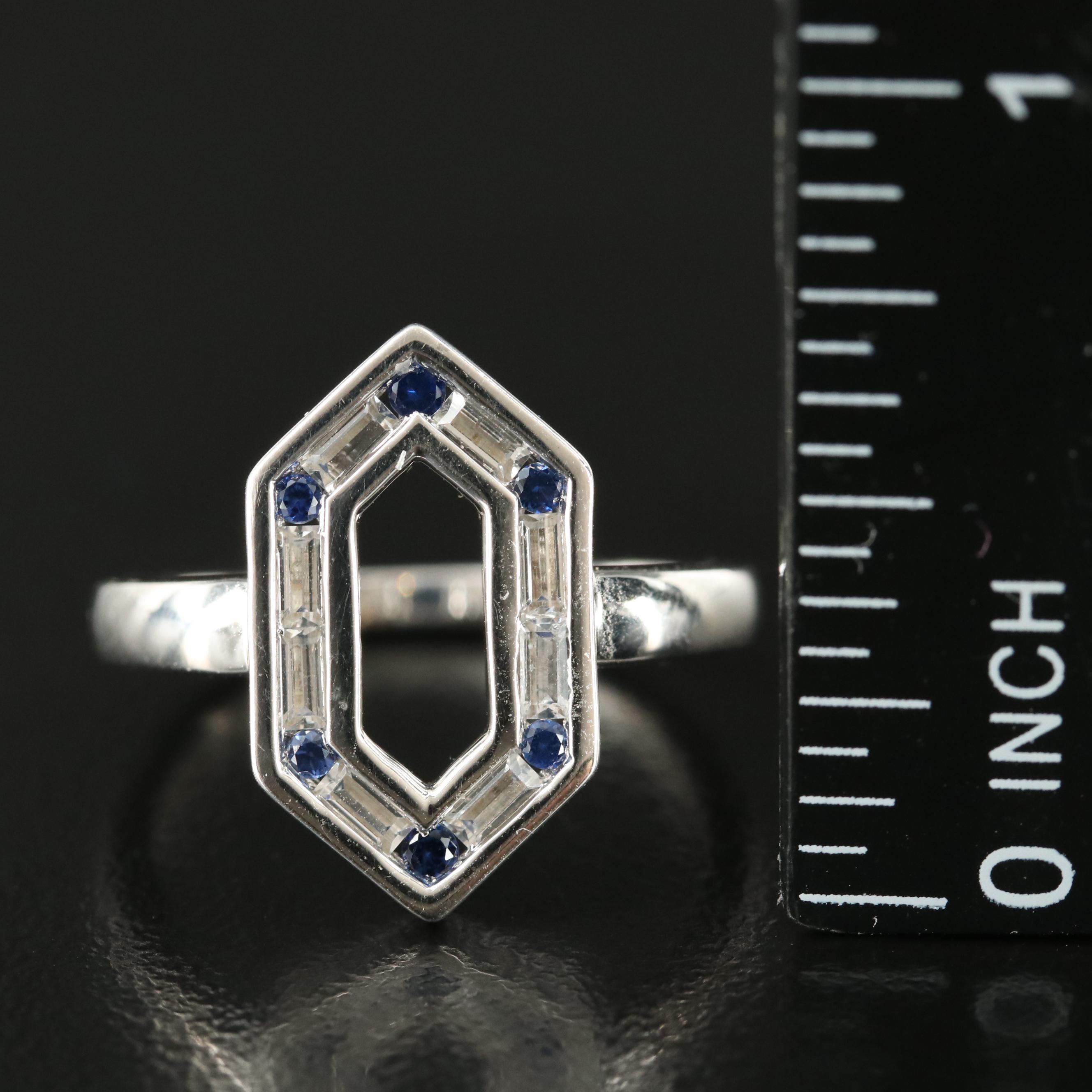Sterling Sapphire Hexagonal Ring
