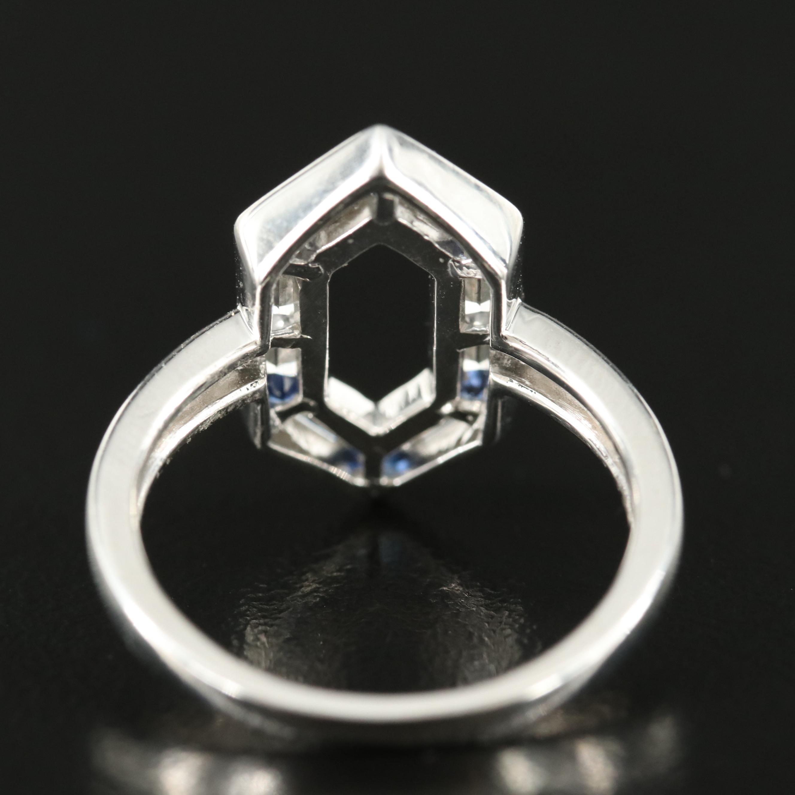 Sterling Sapphire Hexagonal Ring