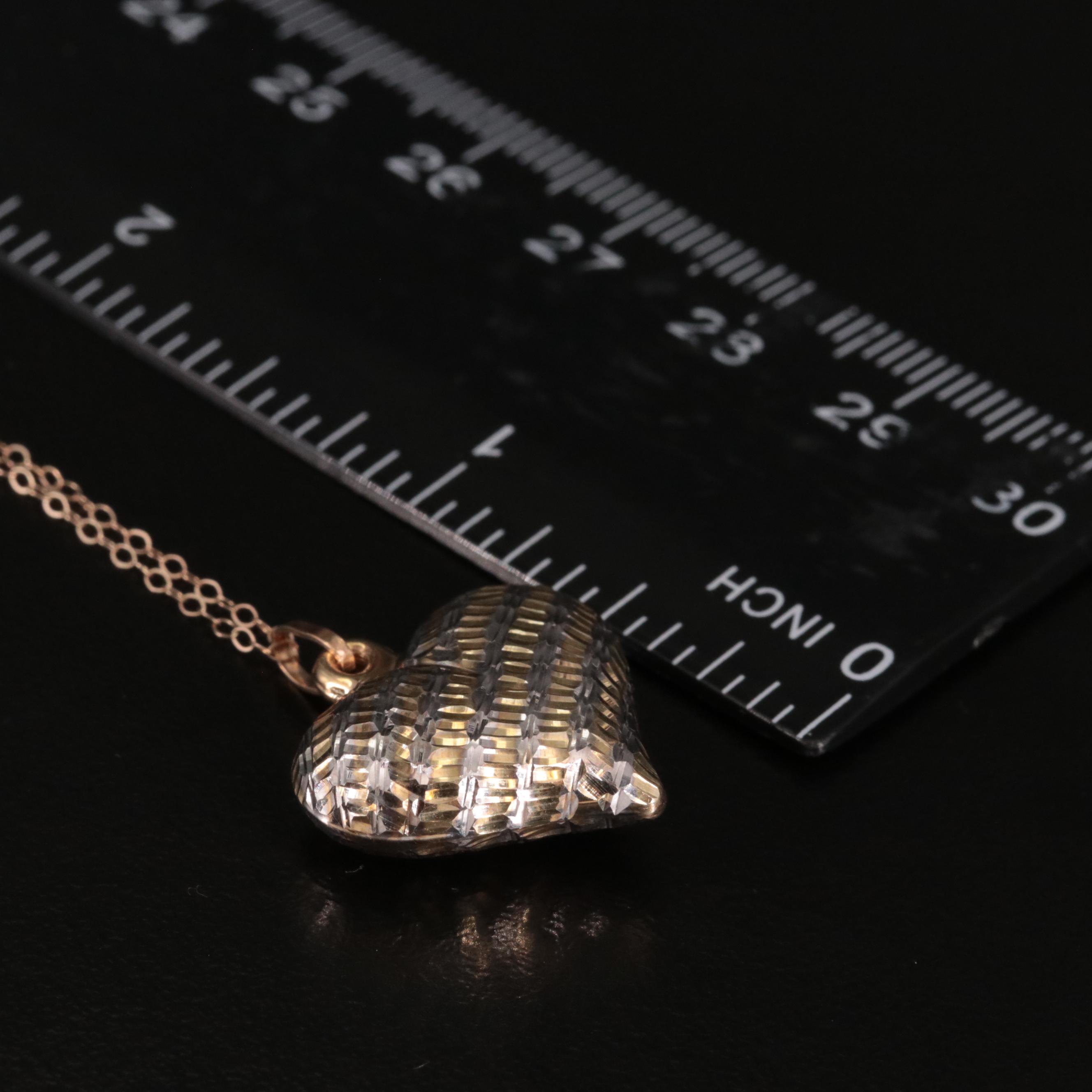 10K Puffed Heart Pendant Necklace