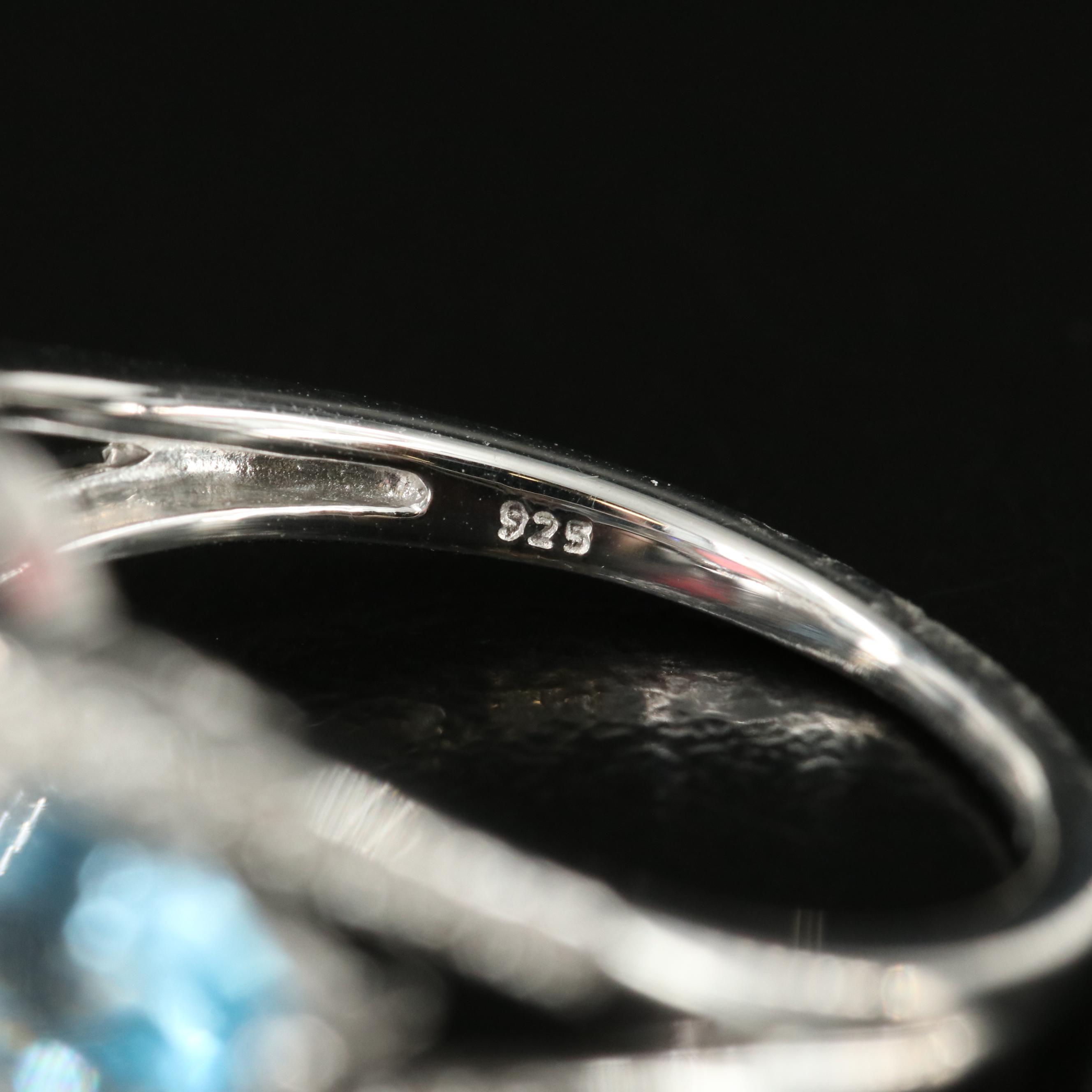 Sterling Opal, Sapphire and Topaz Ring