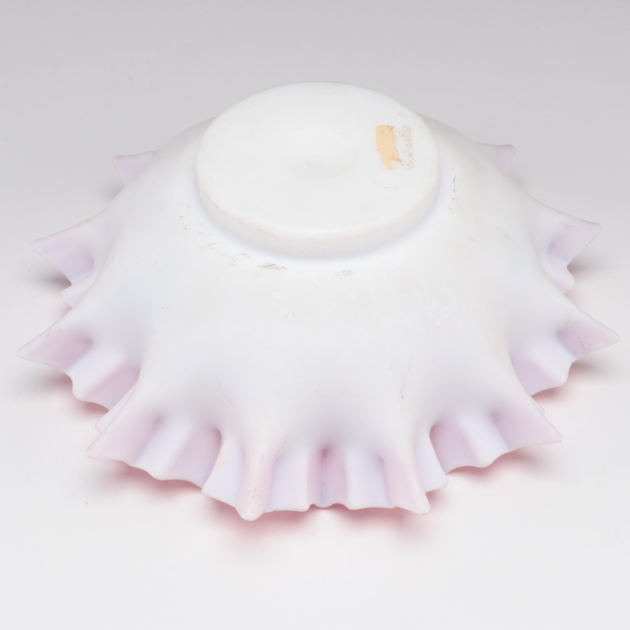 Victorian Hand-Painted Cased Glass Bowl, Late 19th/ Early 20th Century