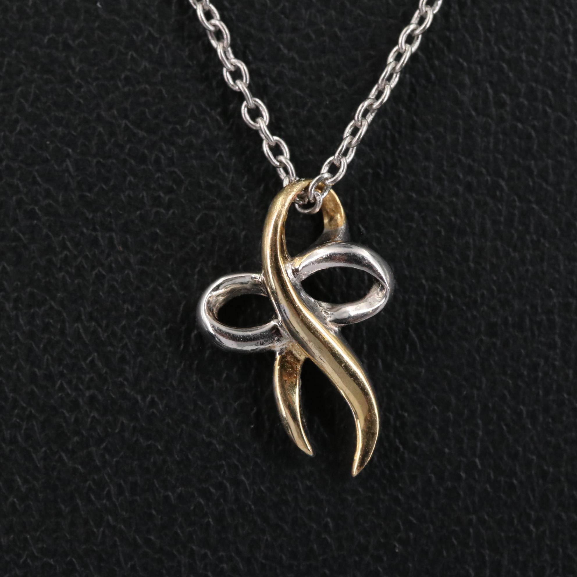 Sterling Bow Pendant Necklace