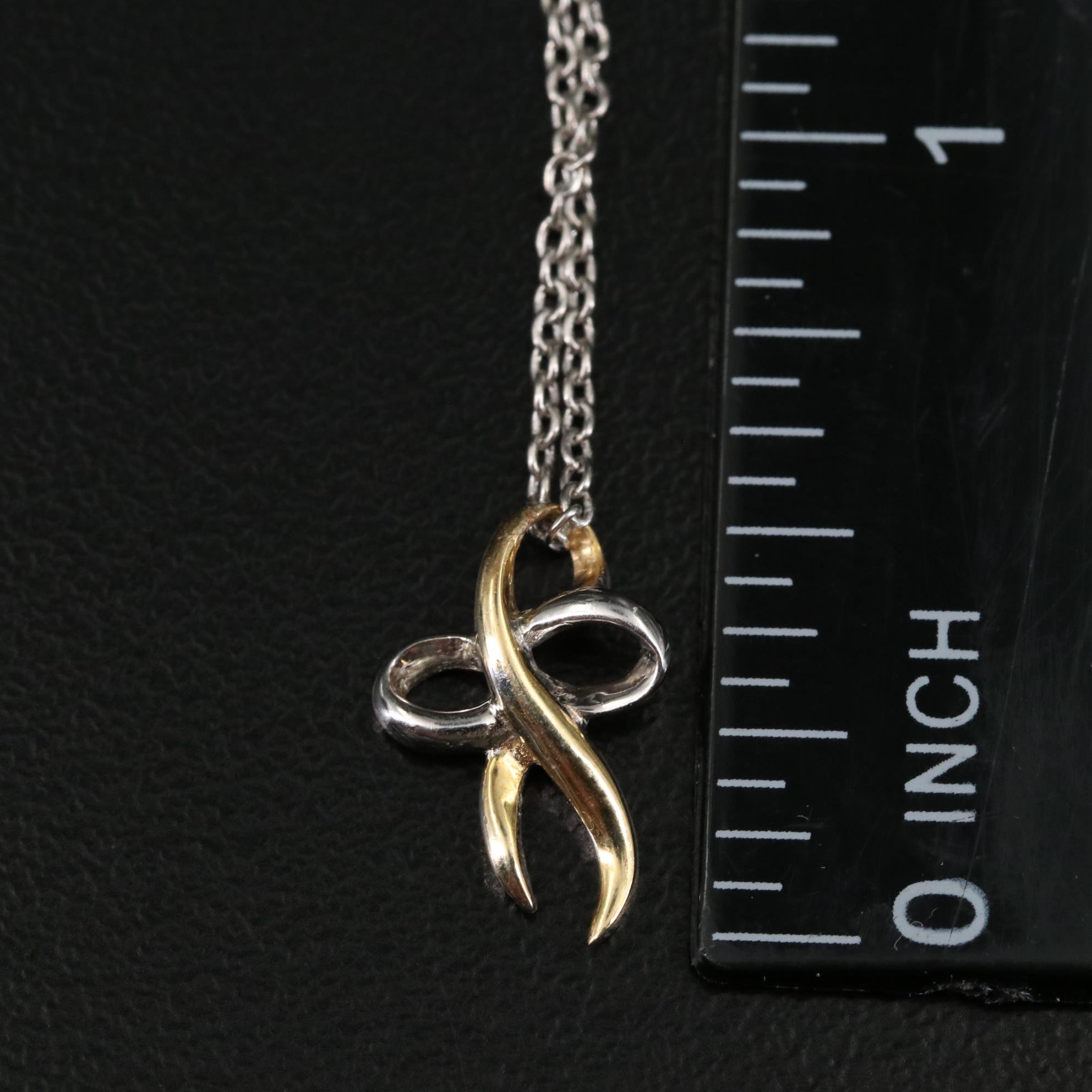 Sterling Bow Pendant Necklace