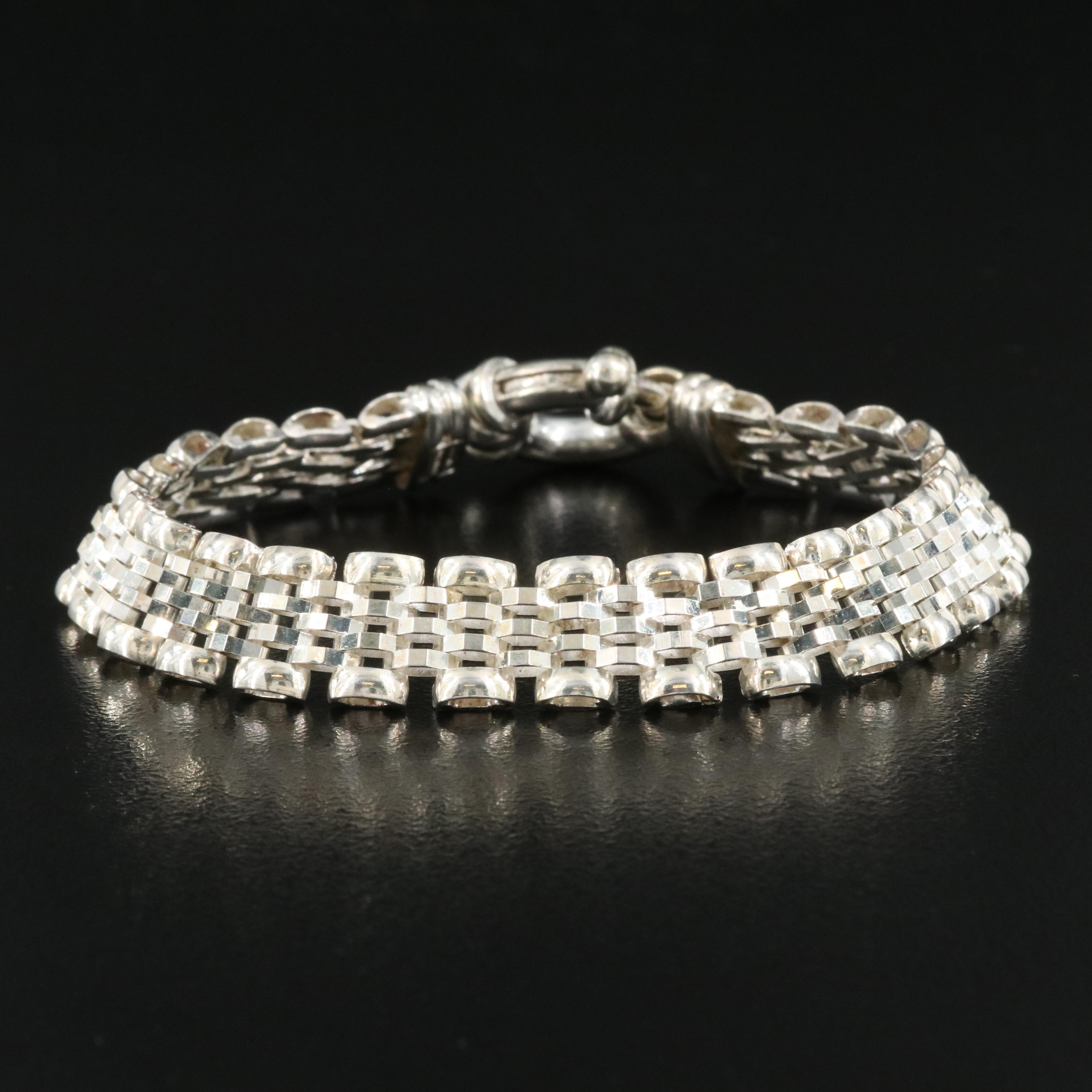 Italian Milor Sterling Panther Link Bracelet