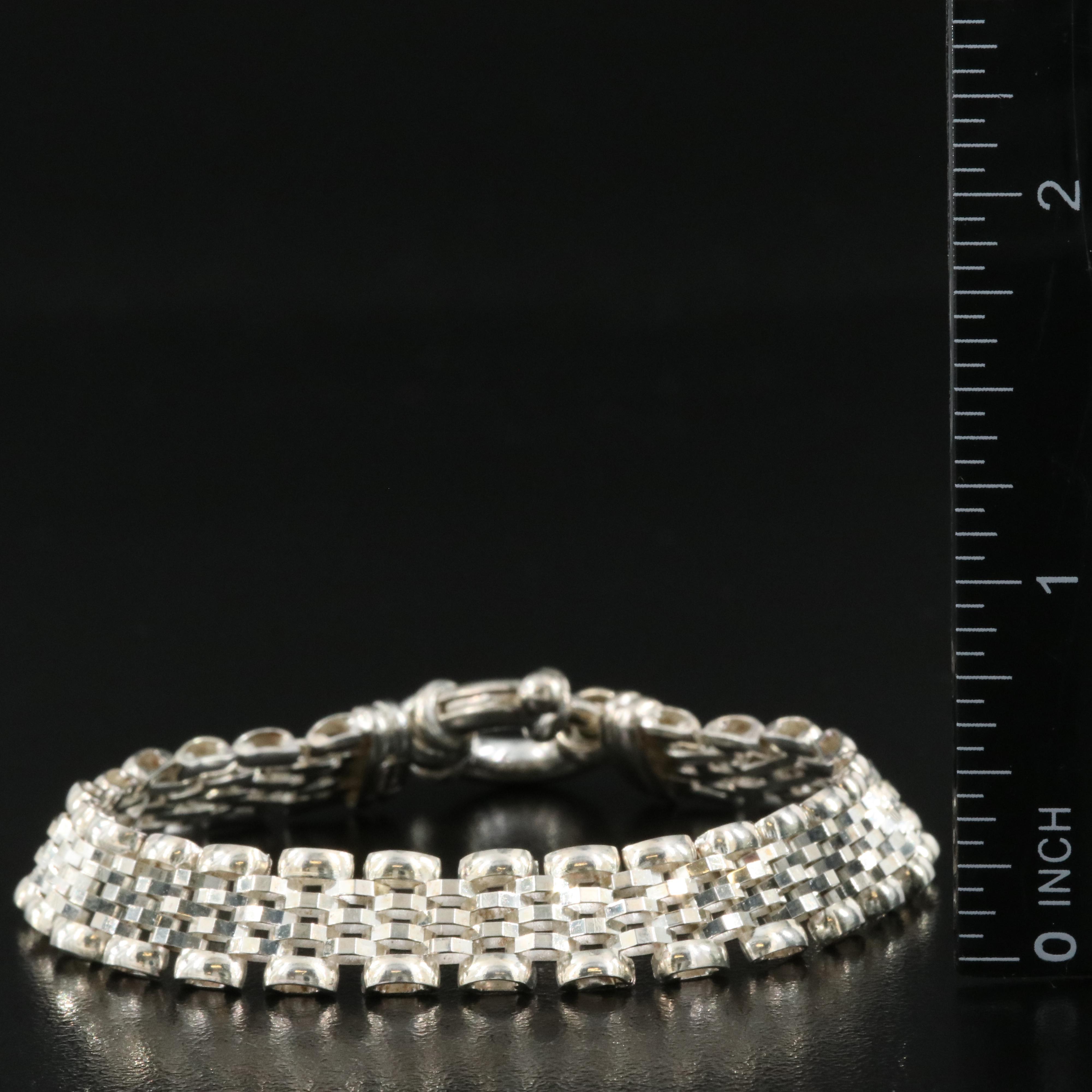 Italian Milor Sterling Panther Link Bracelet