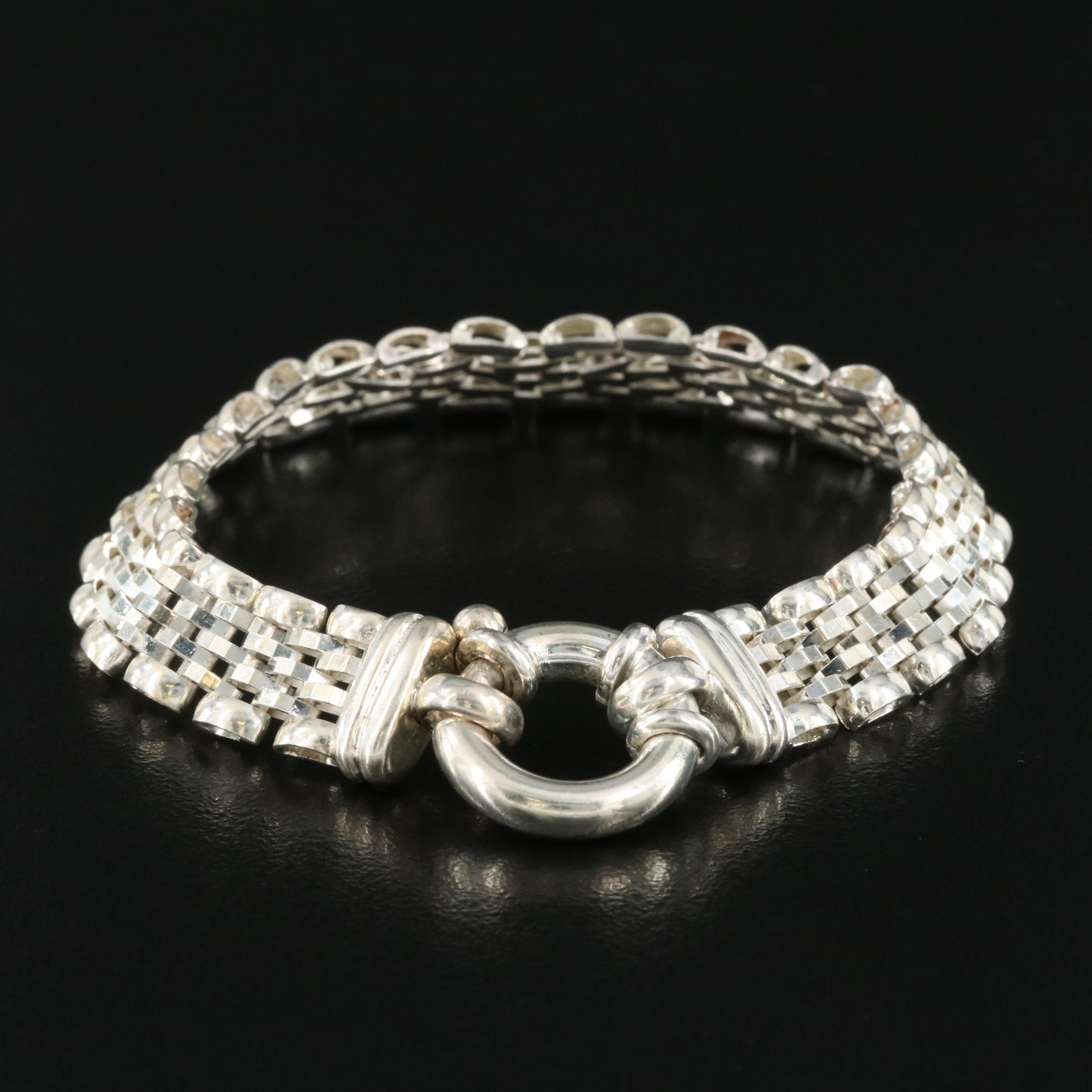 Italian Milor Sterling Panther Link Bracelet