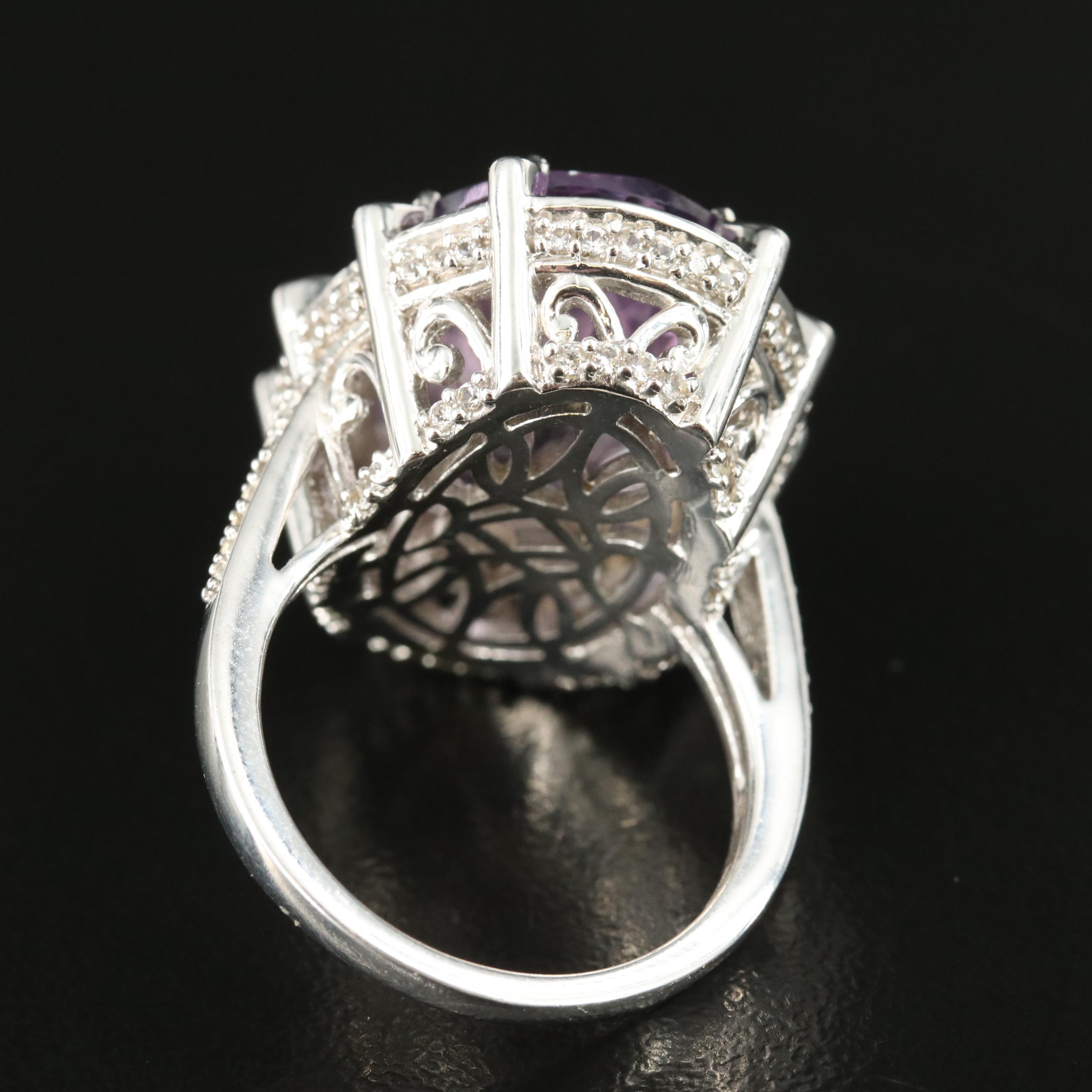 Sterling Amethyst, Sapphire and Tsavorite Ring