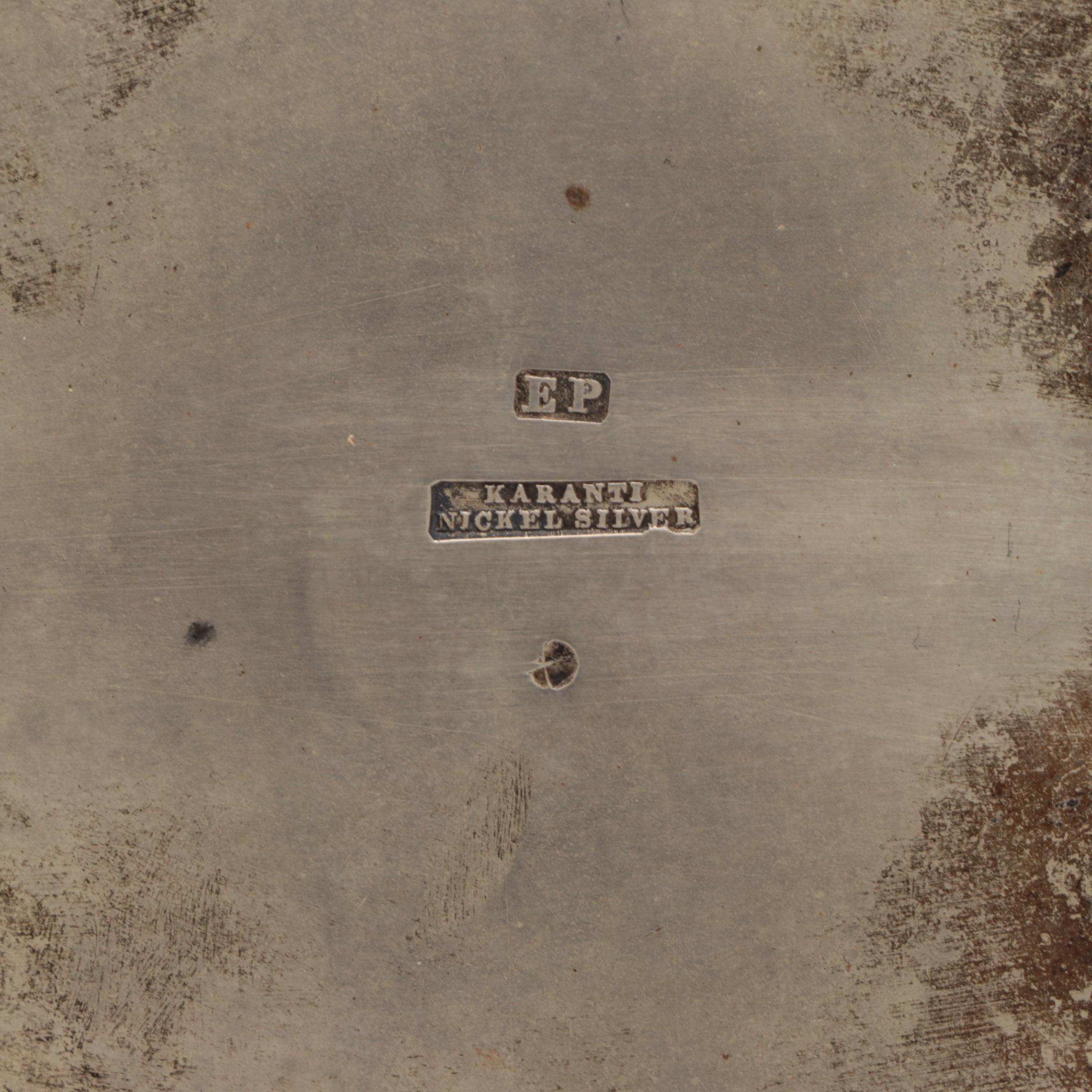 Karanti Silver Plate Stand with Carved Agate Cups, Late 19th Century