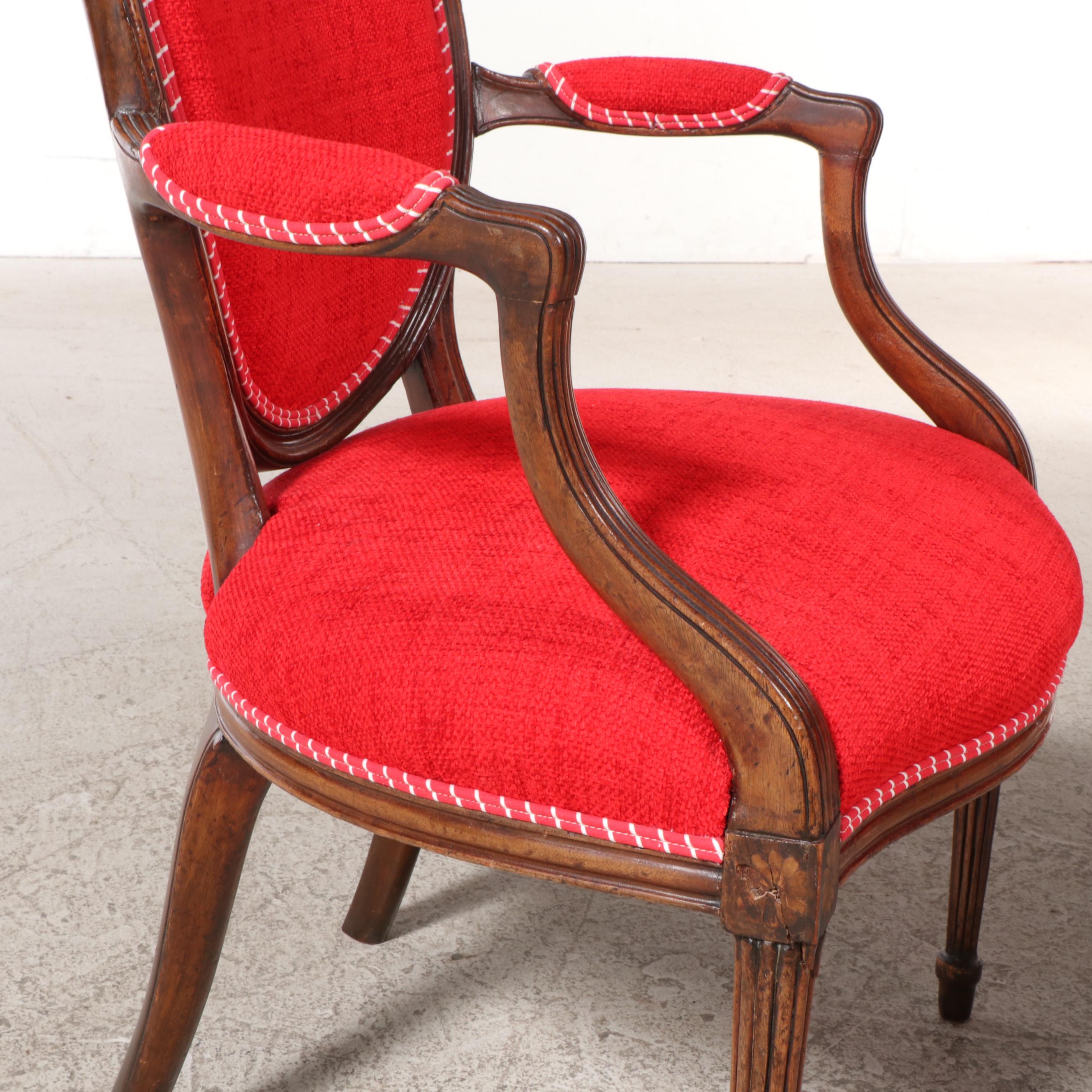 Pair of Louis XVI Style Beech and Custom-Upholstered Chairs