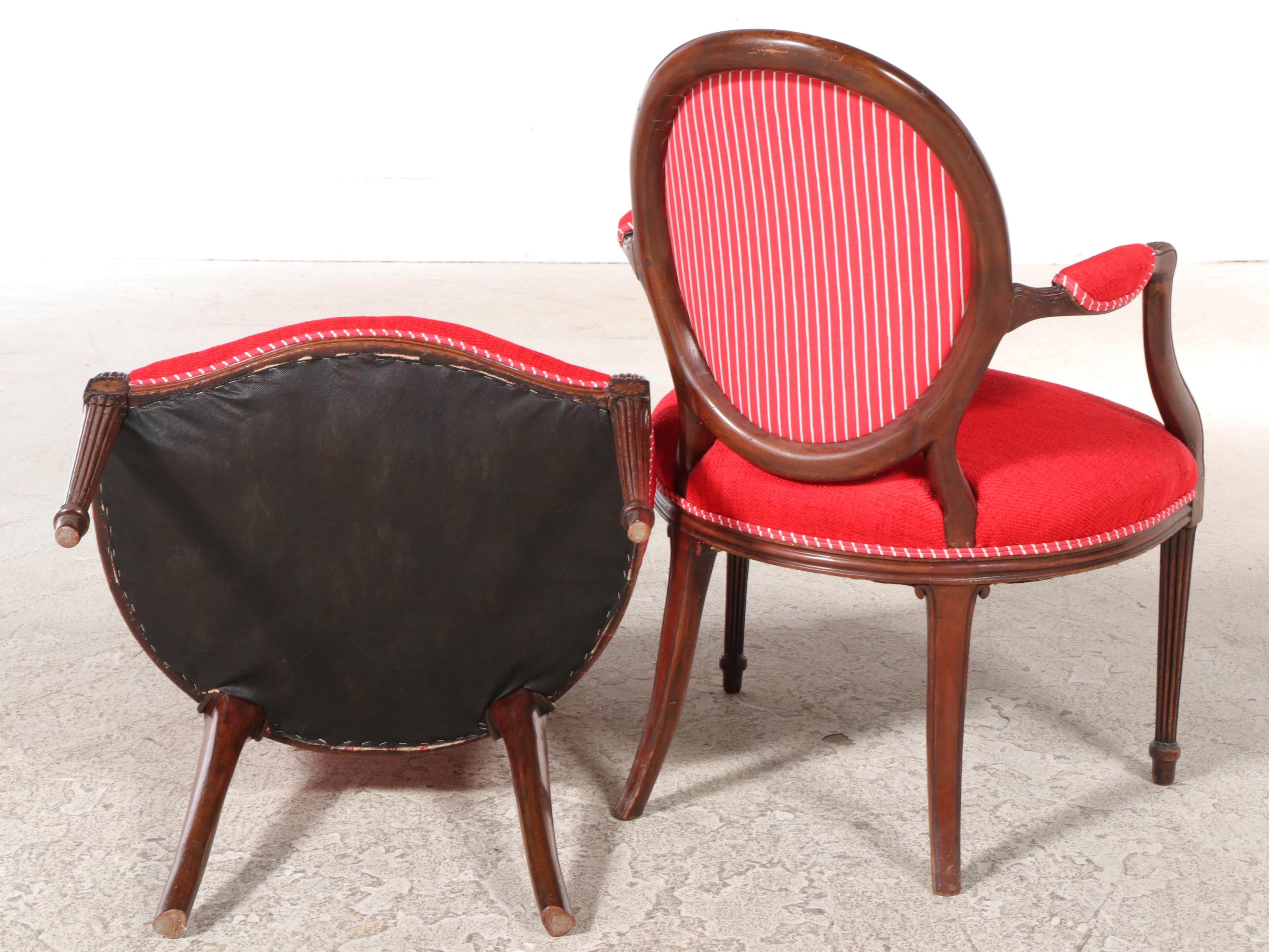 Pair of Louis XVI Style Beech and Custom-Upholstered Chairs
