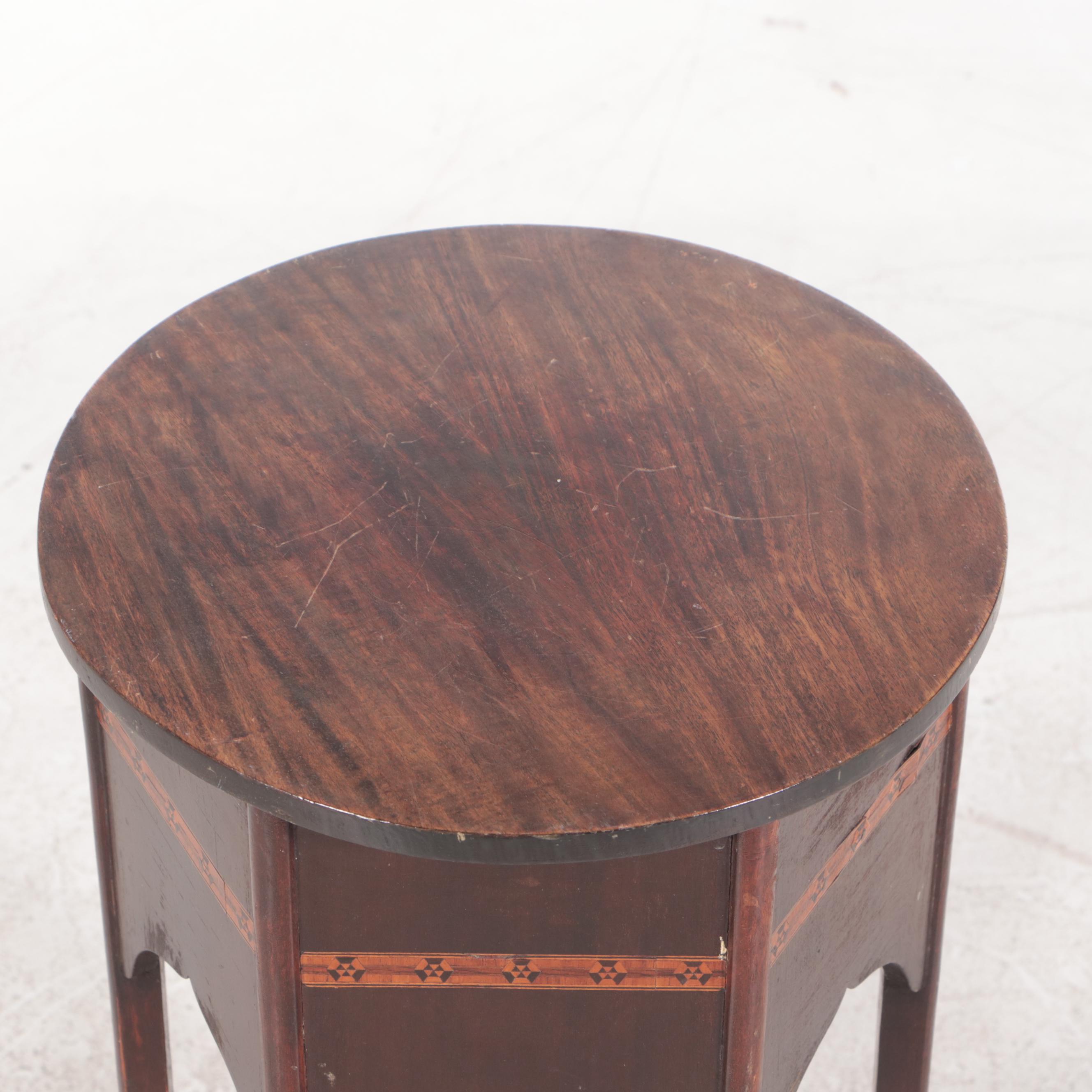 Bailey Tables Mahogany and Marquetry Side Table, Early 20th Century