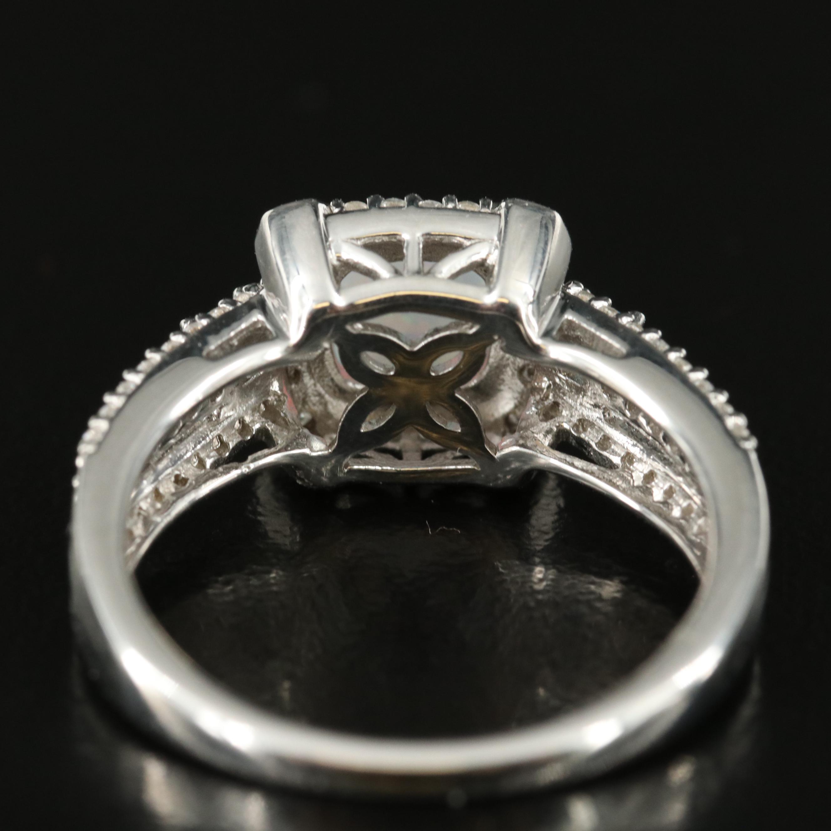 Sterling Opal, Topaz and Sapphire Ring