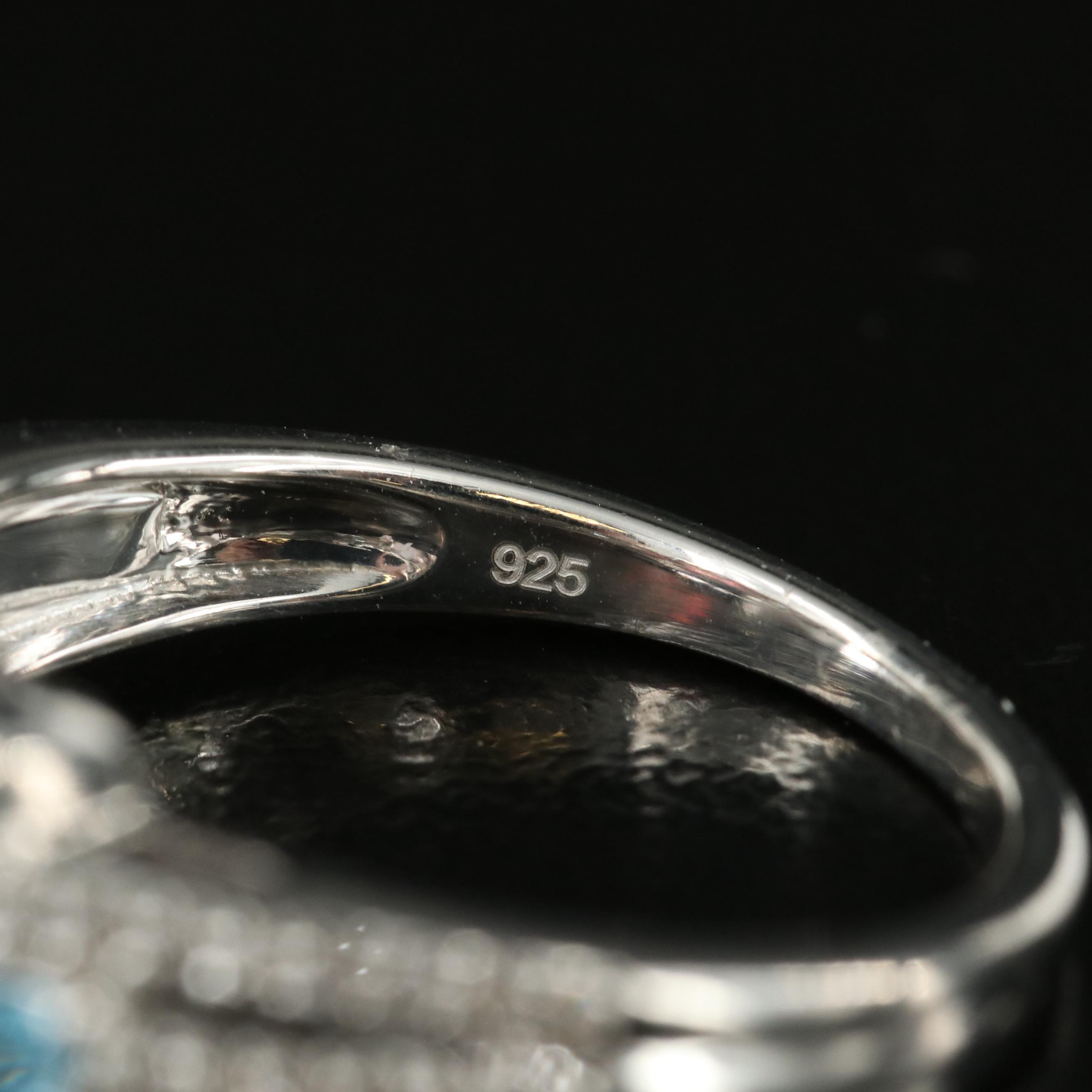 Sterling Opal, Topaz and Sapphire Ring