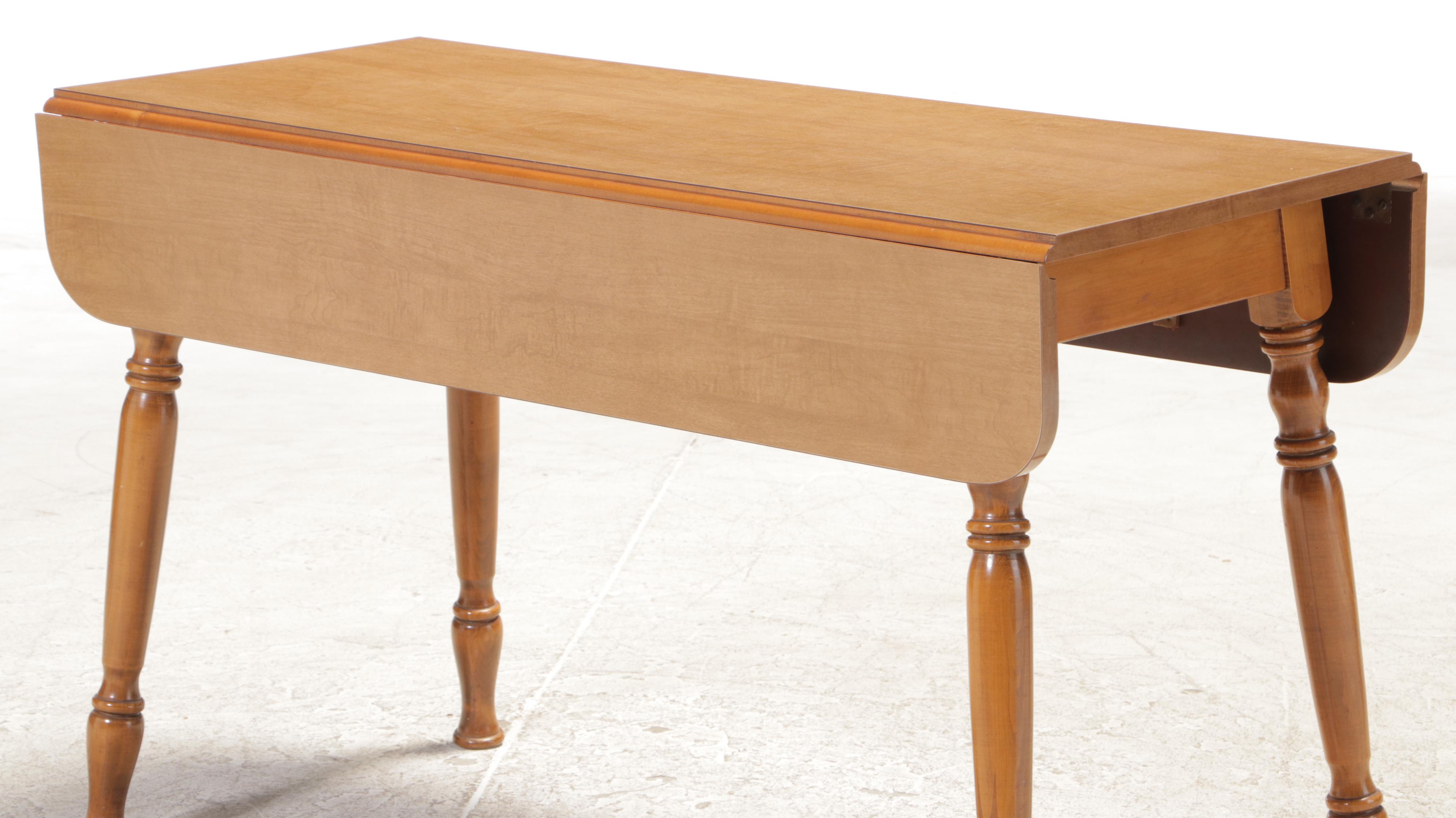 American Colonial Style Maple and Laminate Top Drop-Leaf Dining Table