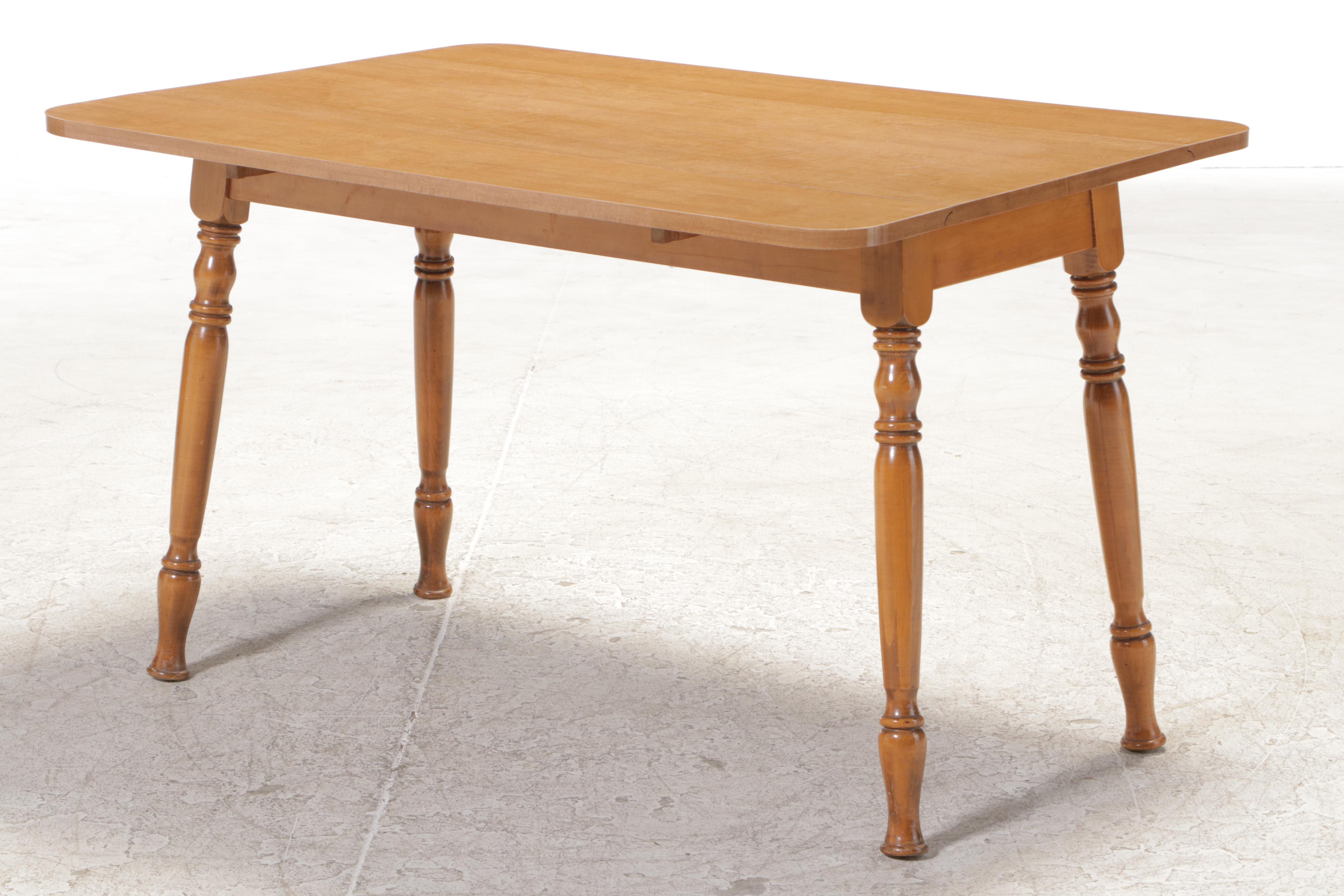 American Colonial Style Maple and Laminate Top Drop-Leaf Dining Table