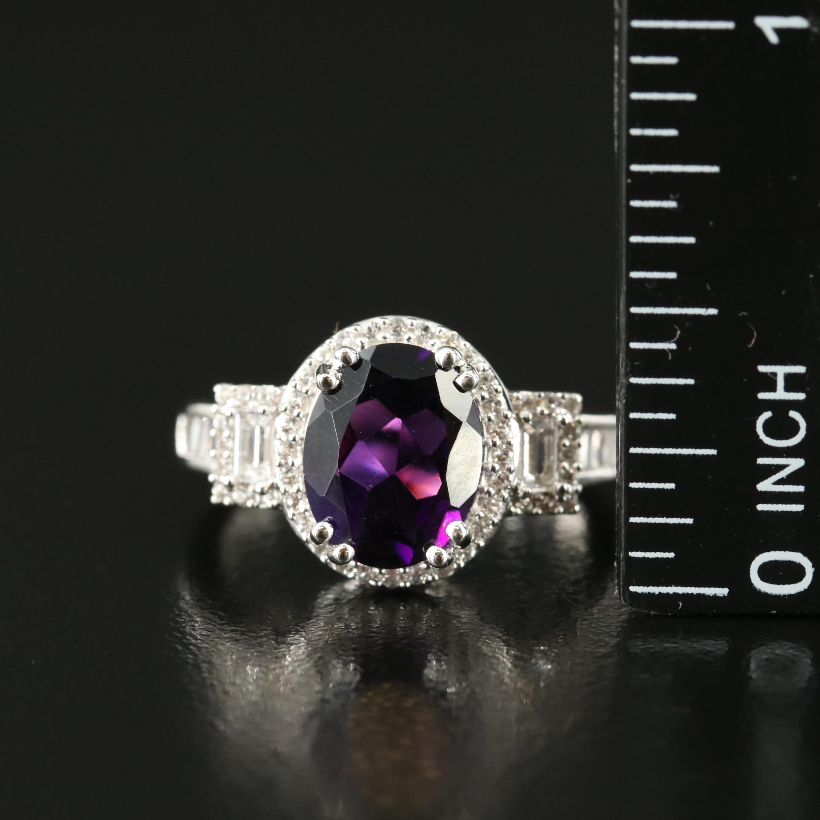 Sterling Amethyst and Sapphire Ring