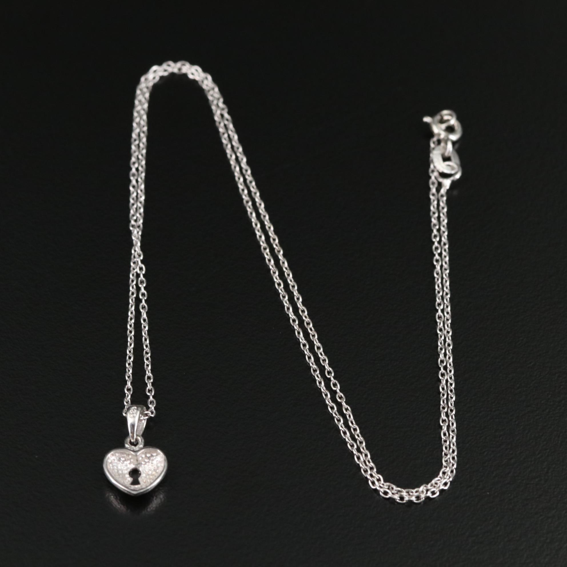 Sterling Heart with Keyhole Pendant Necklace