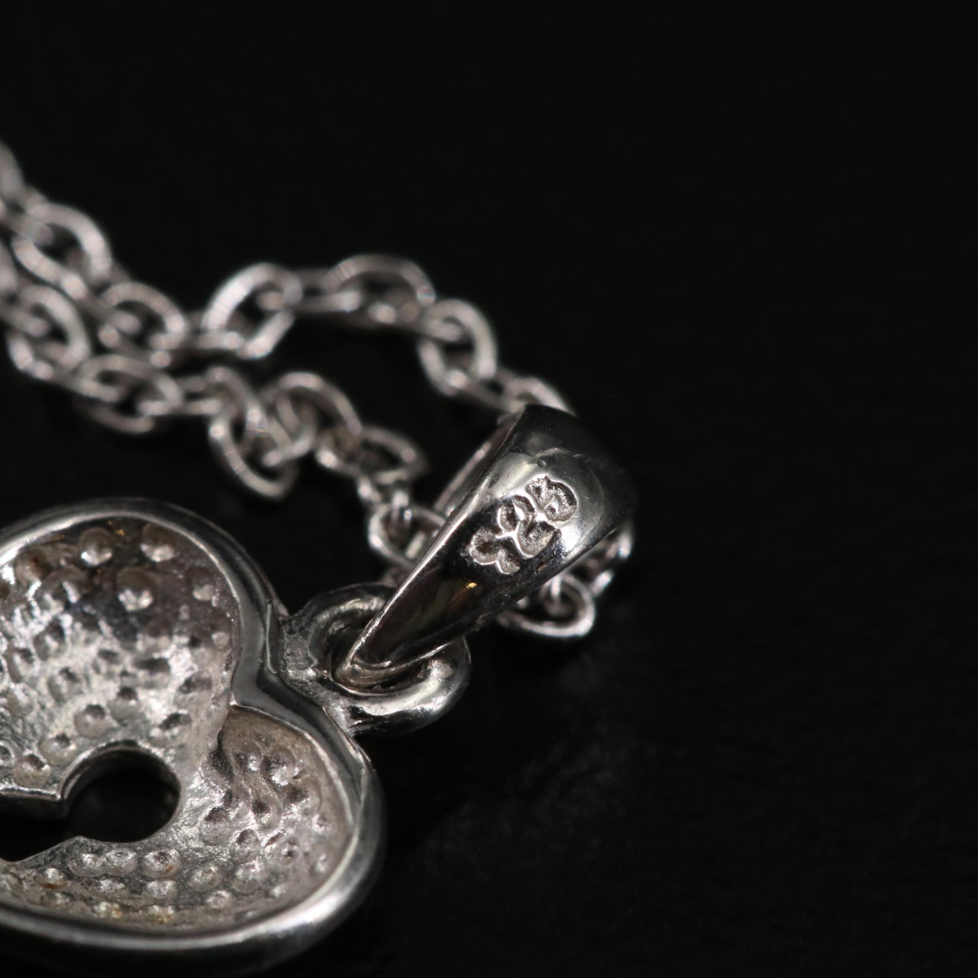 Sterling Heart with Keyhole Pendant Necklace
