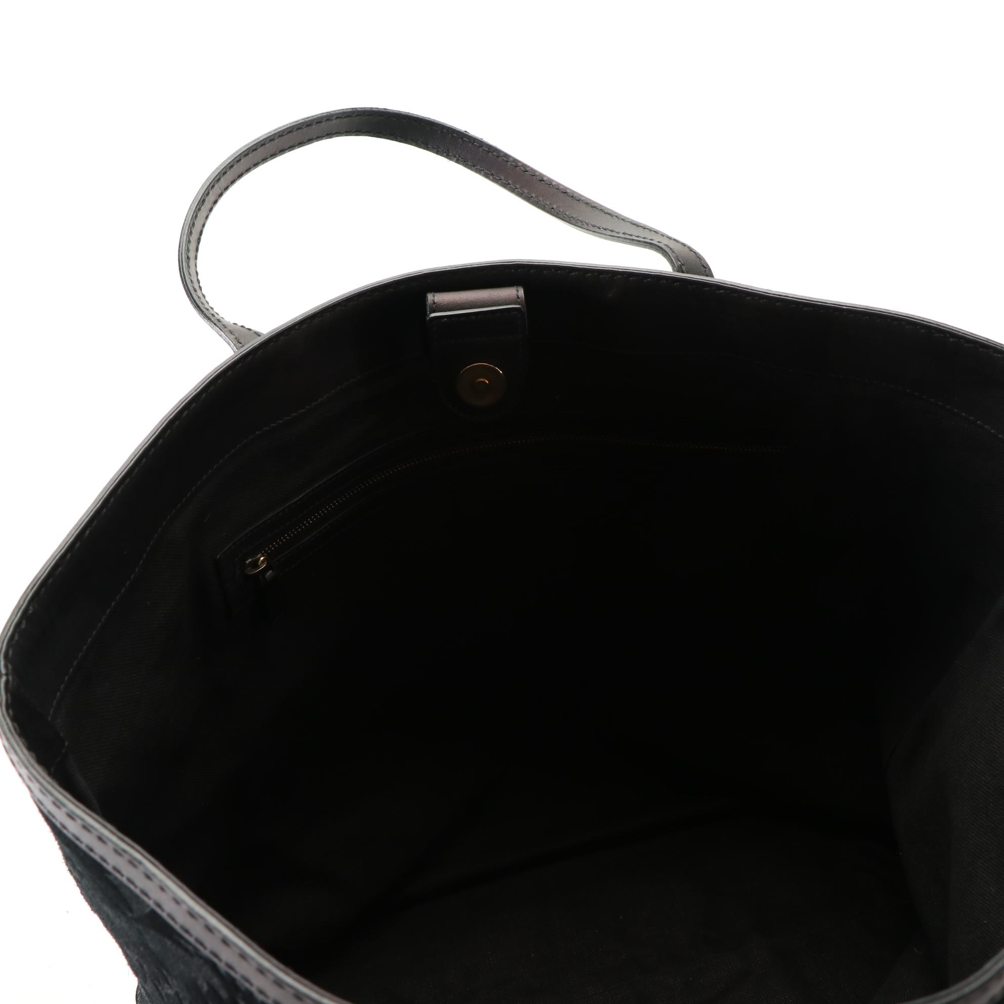 Gucci Stirrup Damask Suede Tote Bag