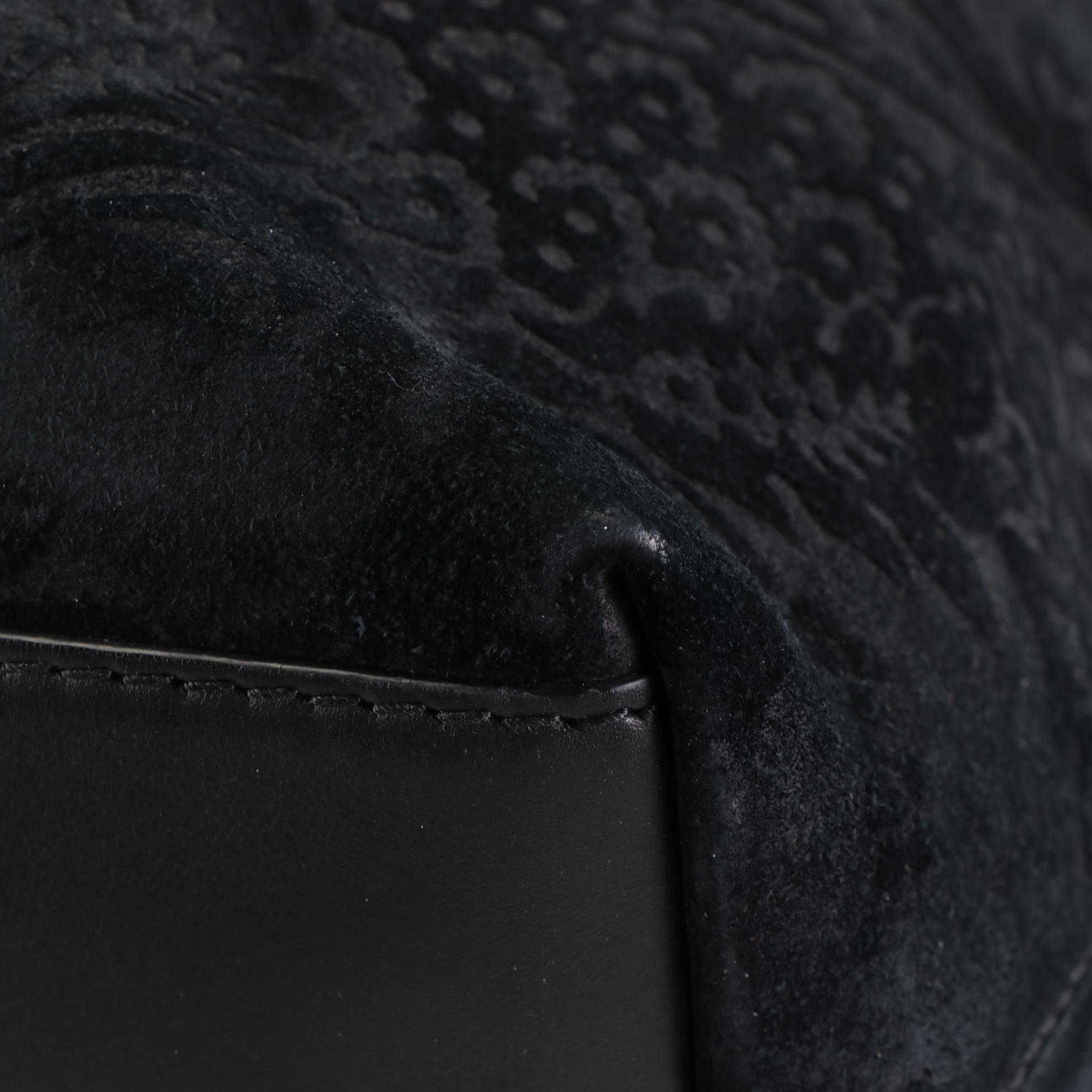 Gucci Stirrup Damask Suede Tote Bag