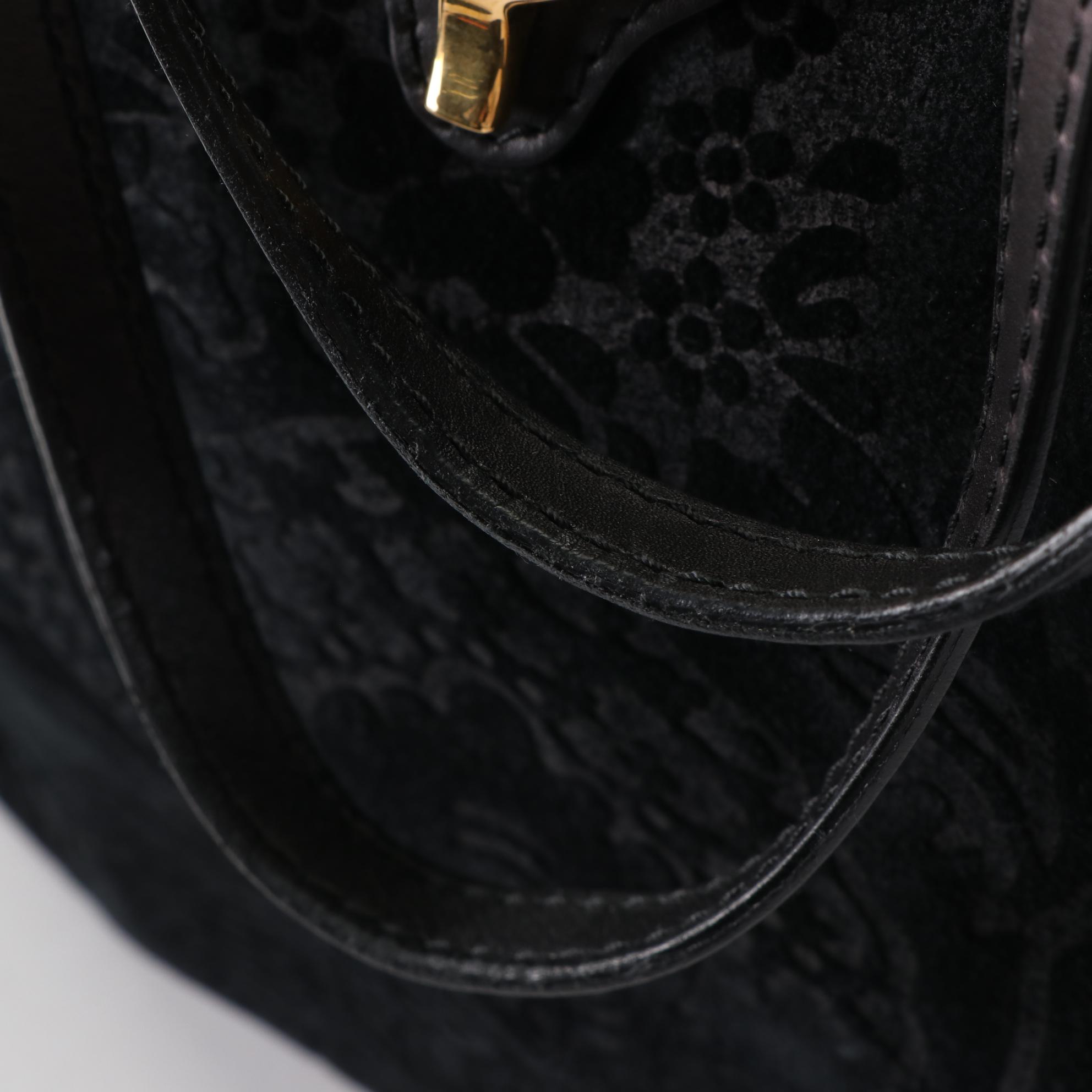 Gucci Stirrup Damask Suede Tote Bag