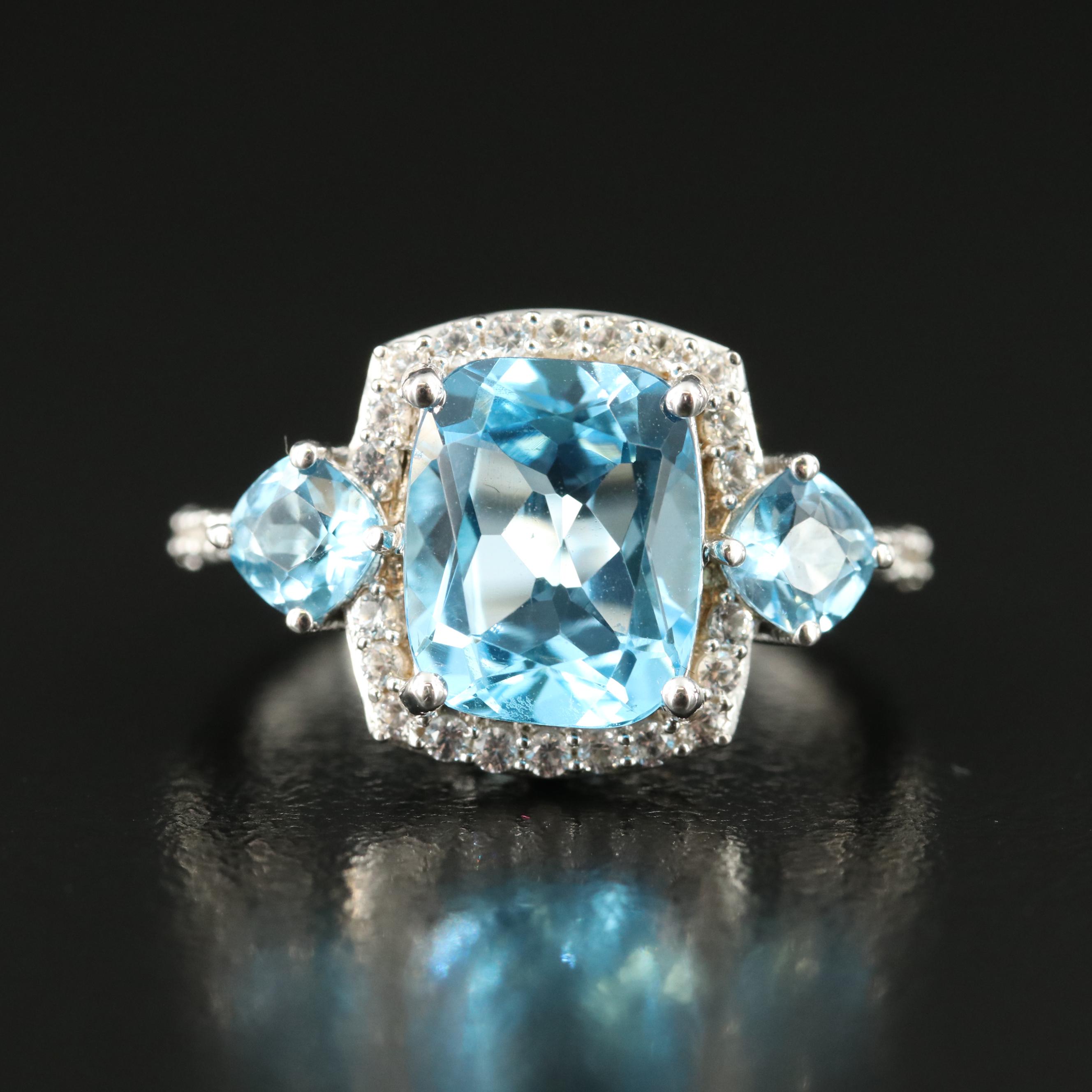 Sterling Topaz and Sapphire Ring