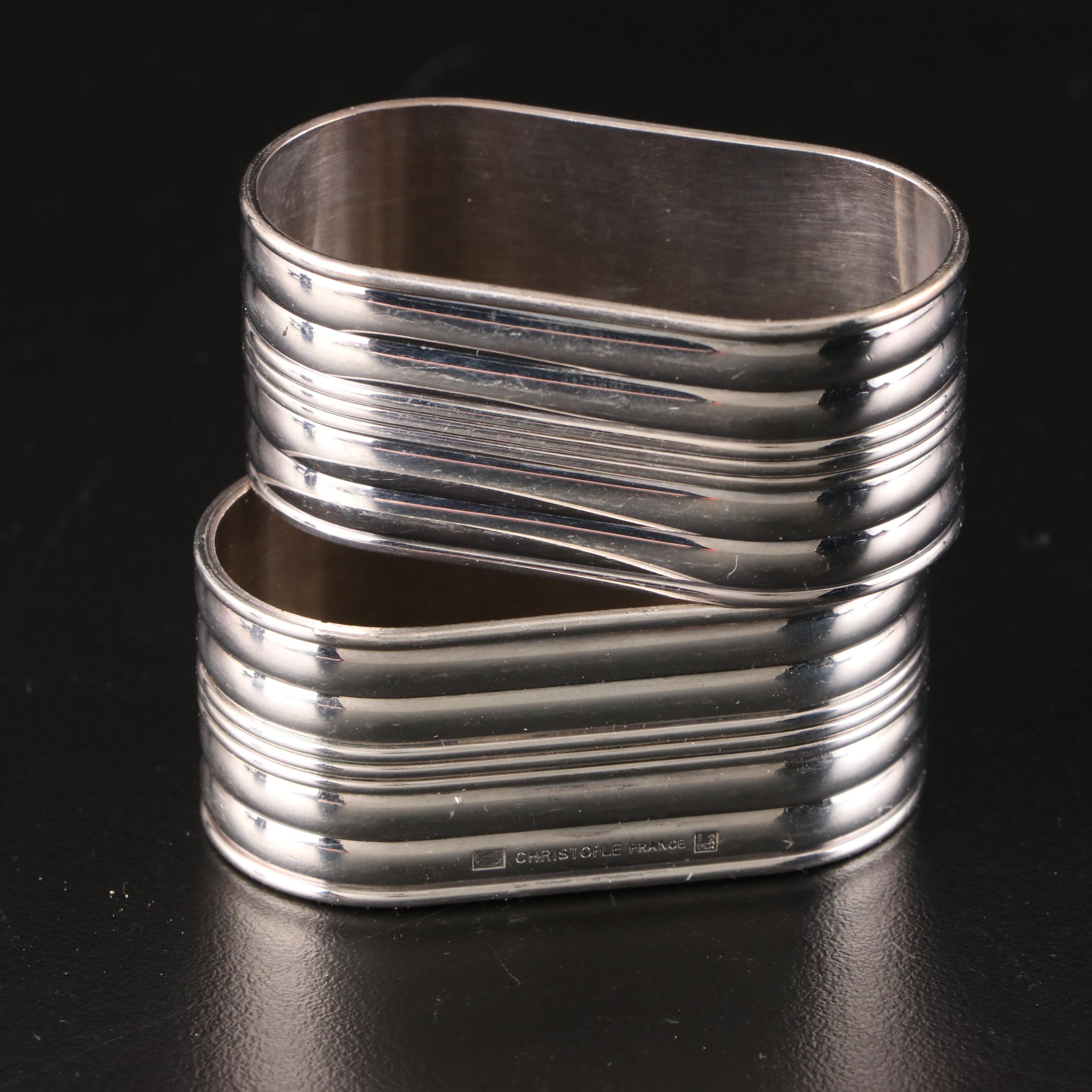 Christofle Salt and Pepper Shakers with Assorted Silver Plate Table Accessories