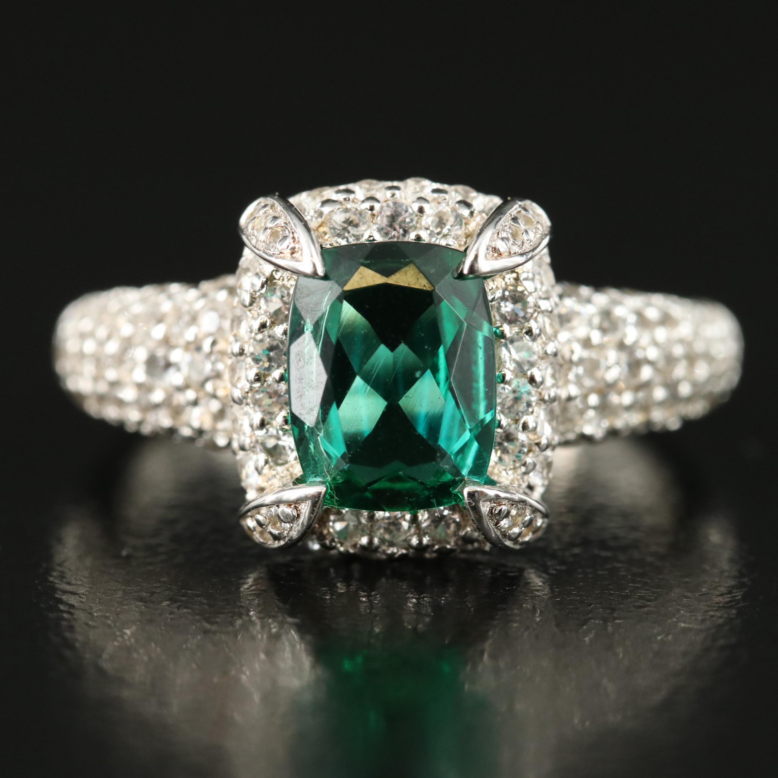 Sterling Emerald and Sapphire Ring