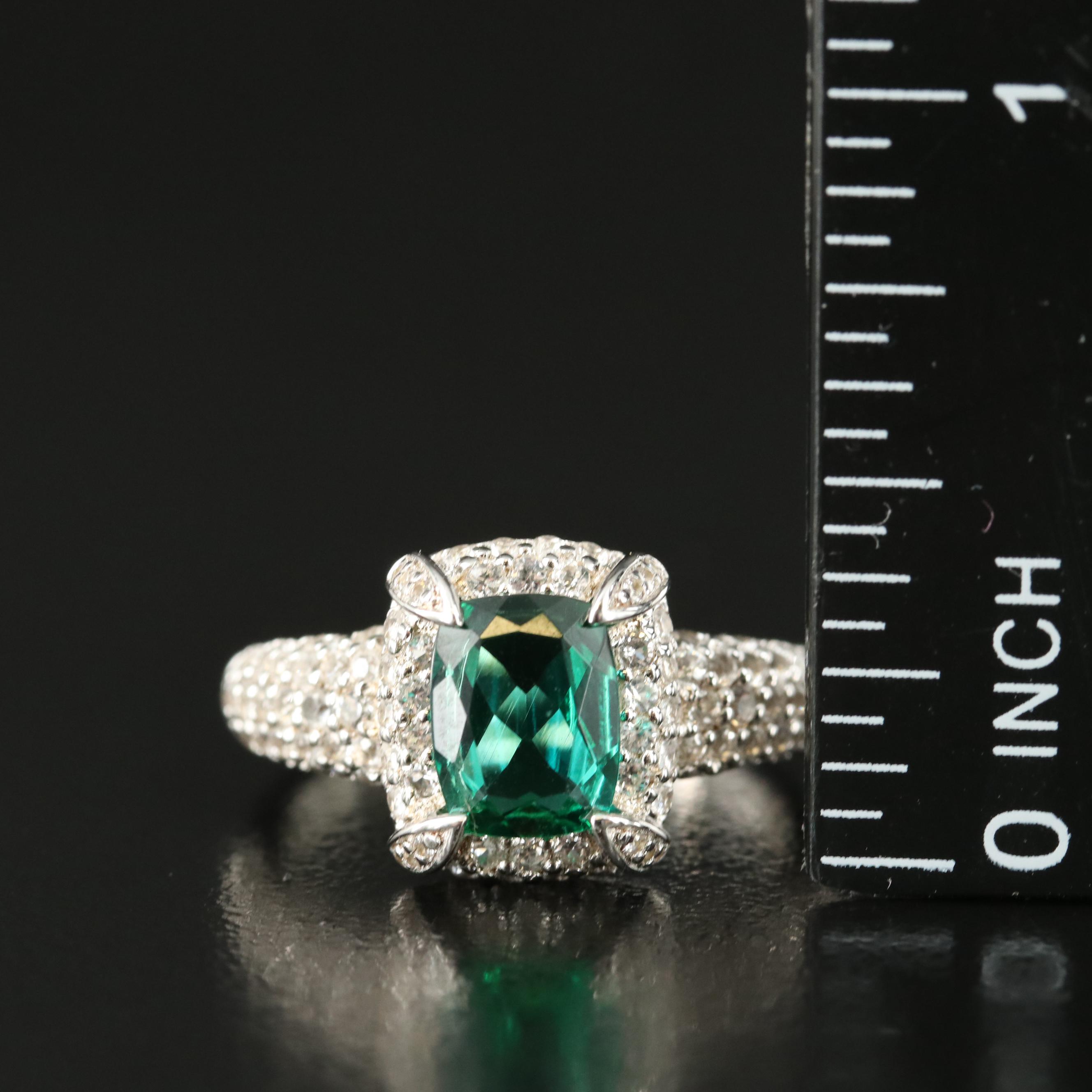 Sterling Emerald and Sapphire Ring