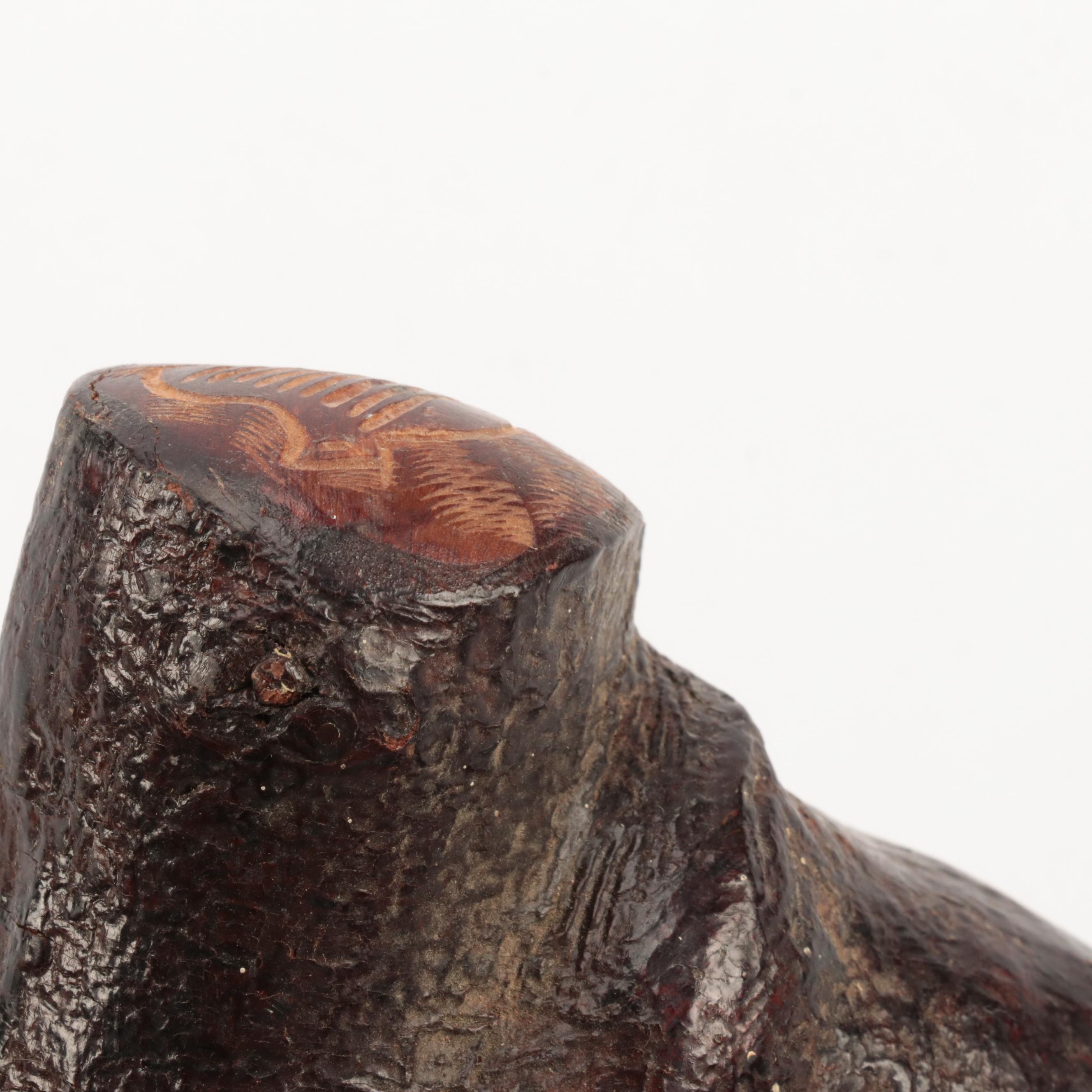 Burl Wood Carvings with Irish Blackthorn Shillelagh and Walnut Bird