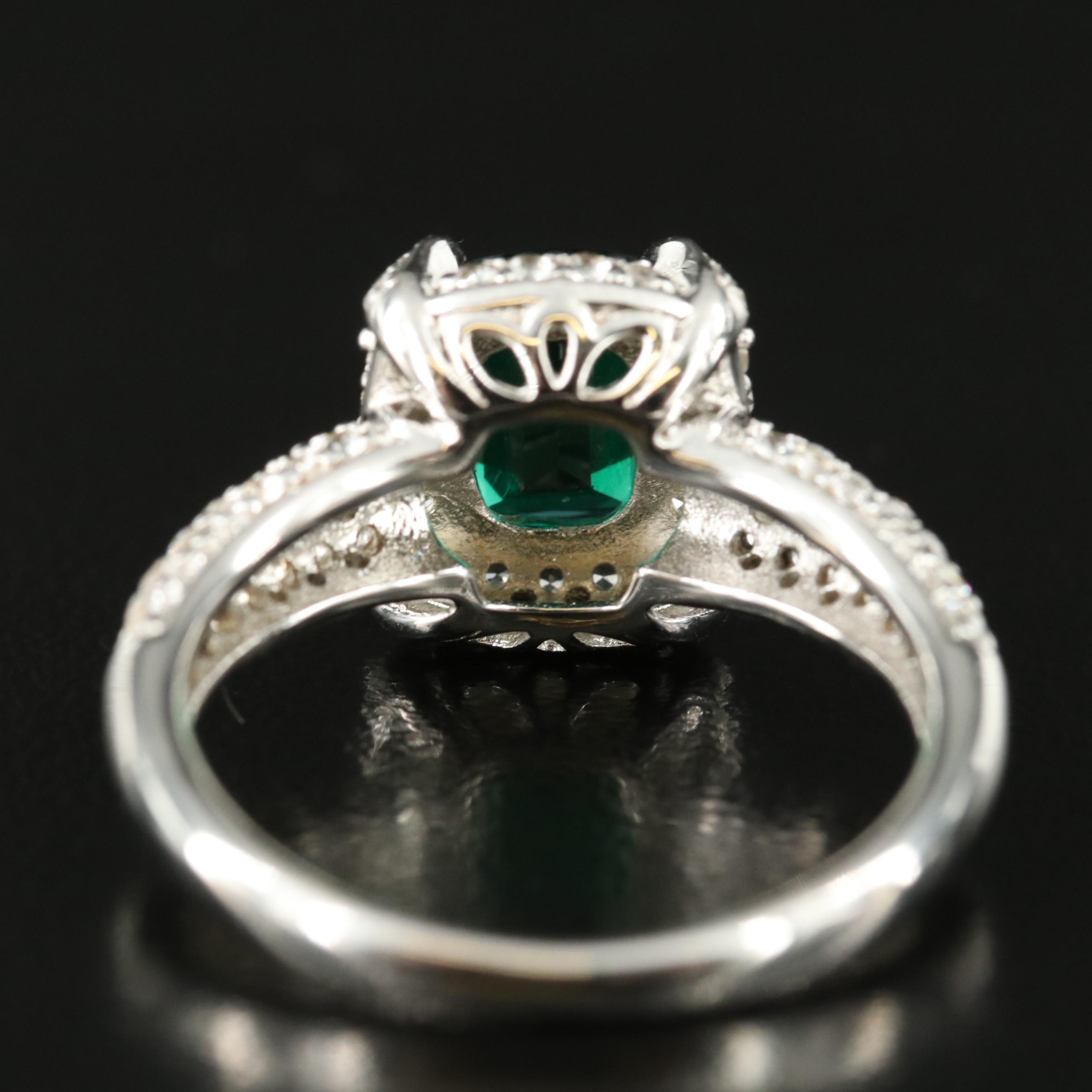 Sterling Emerald, Sapphire and Diamond Ring